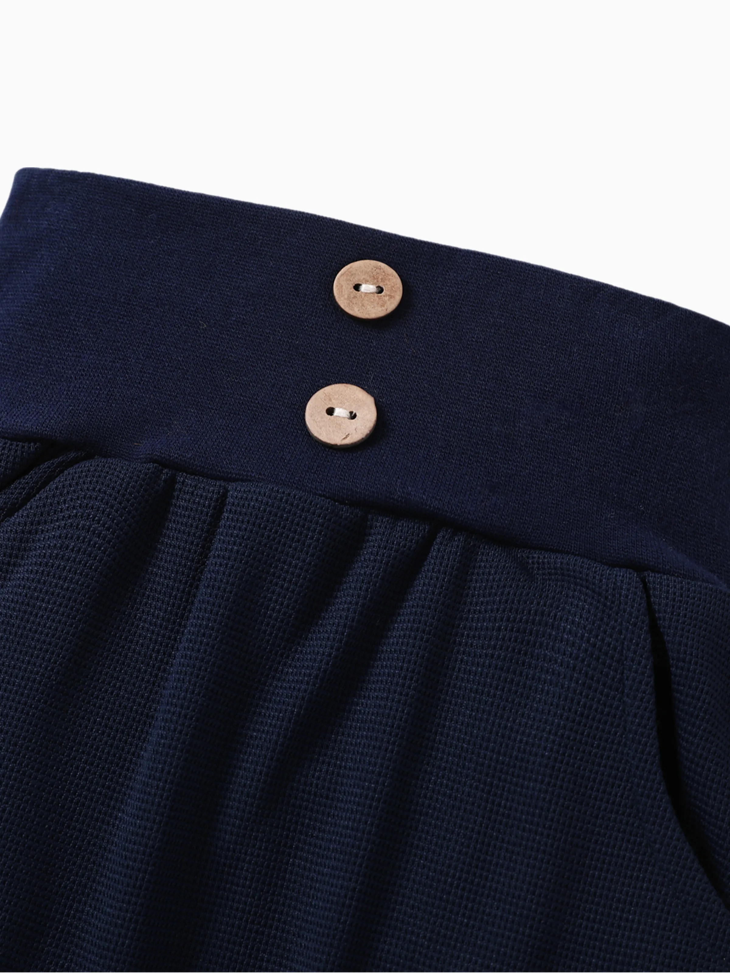 Baby Boy/Girl Solid Waffle Textured High Waist Pants Tibetanblue - Image 3