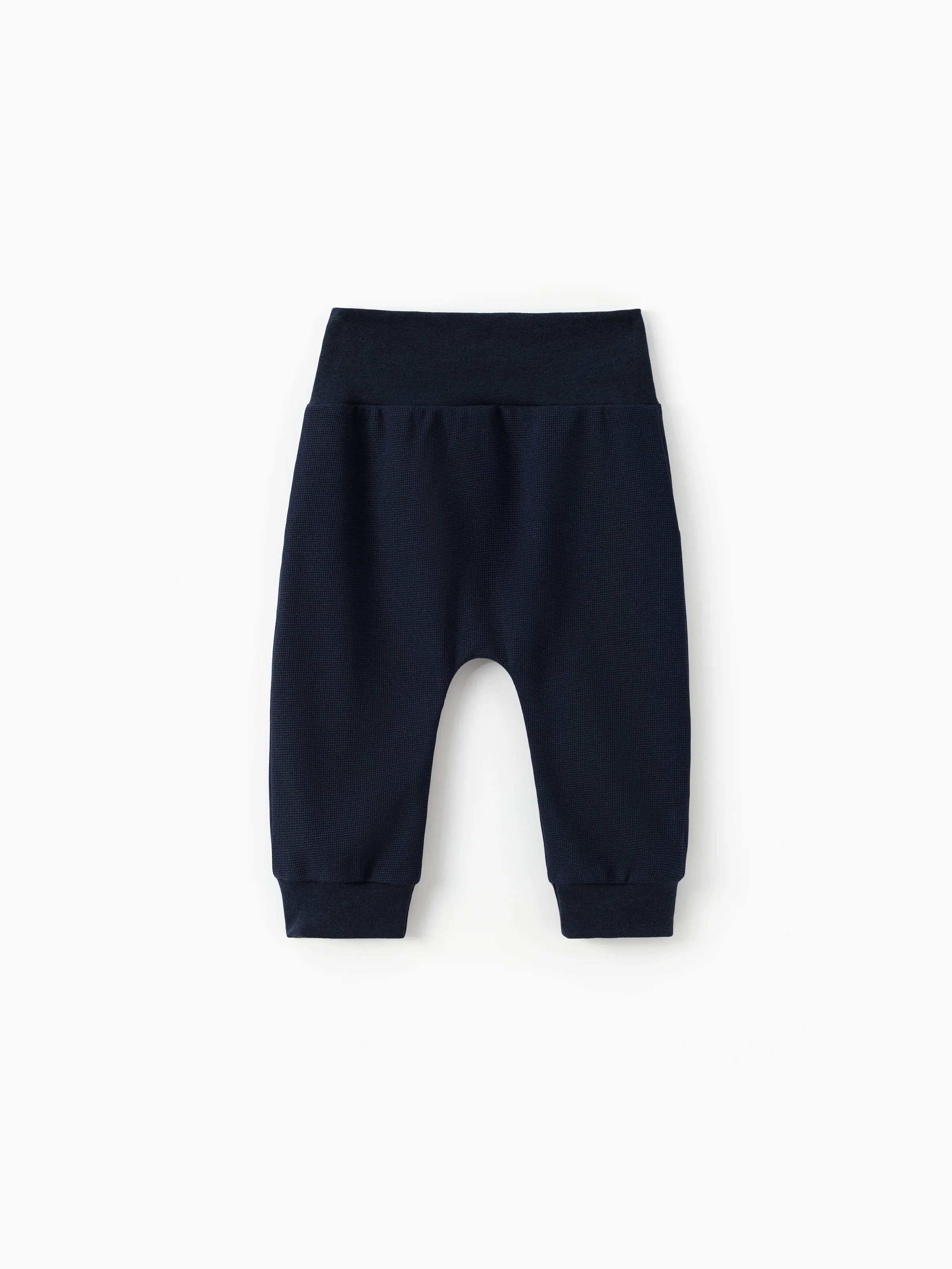 Baby Boy/Girl Solid Waffle Textured High Waist Pants Tibetanblue - Image 7