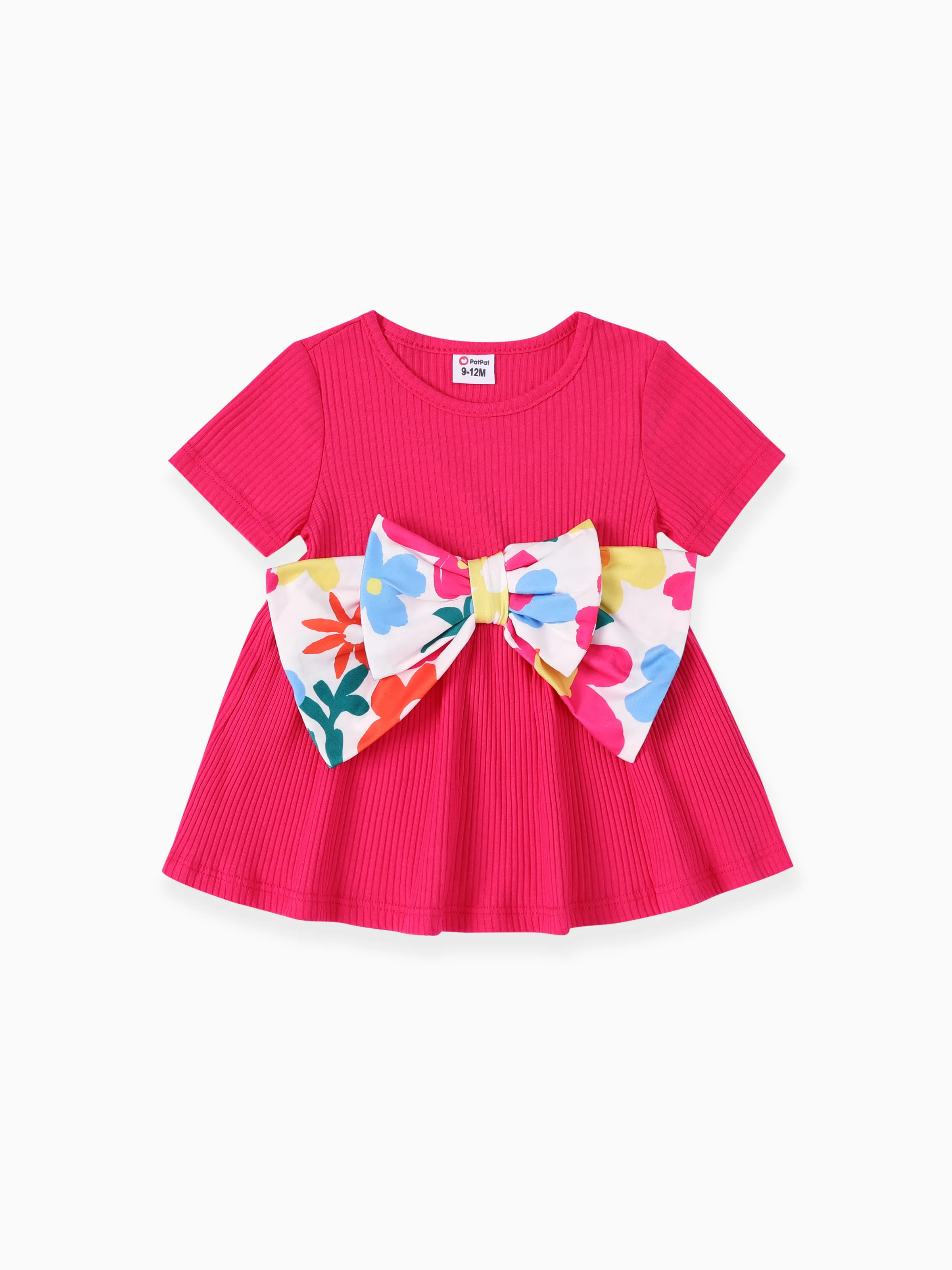 Baby Girl 2pcs Bowknot Design Tee and Floral Print Leggings Set Roseo - Image 2