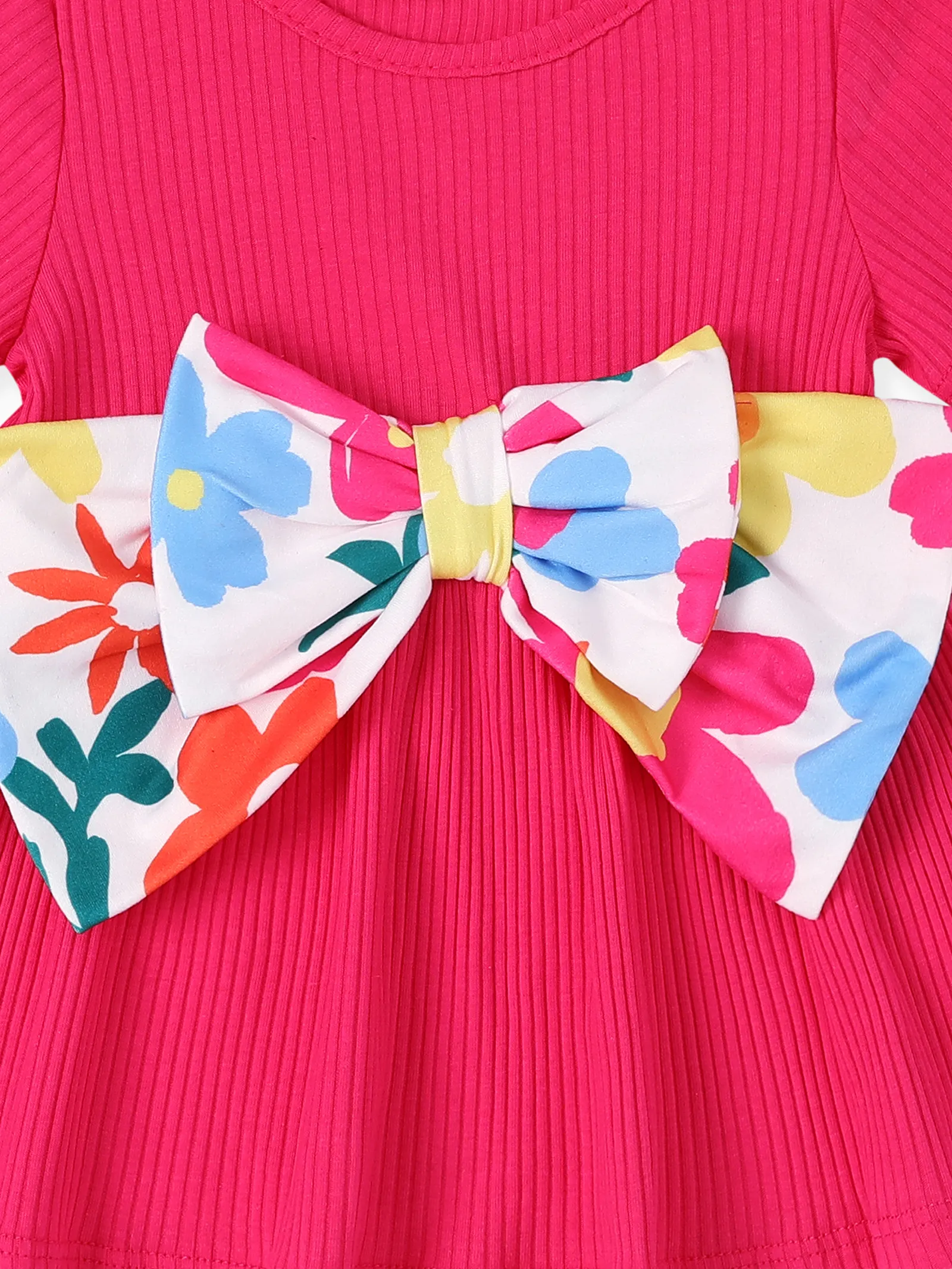 Baby Girl 2pcs Bowknot Design Tee and Floral Print Leggings Set Roseo - Image 9