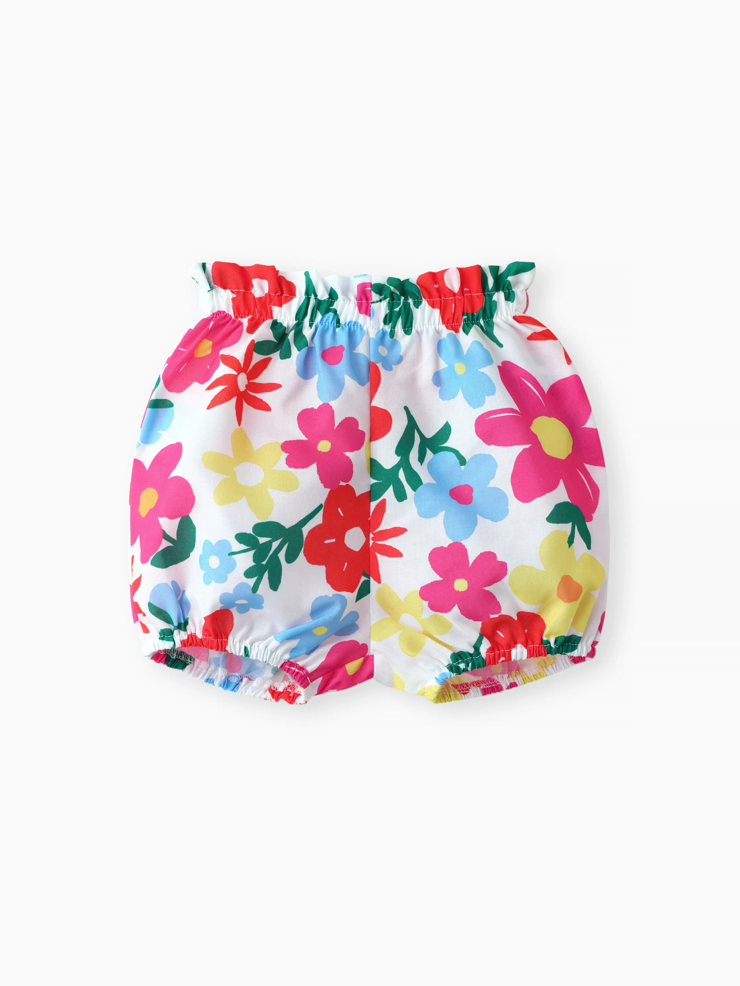 Baby Girl 2pcs Sweet Big Flower Pattern Square Neckline Top and Shorts Set Roseo - Image 4