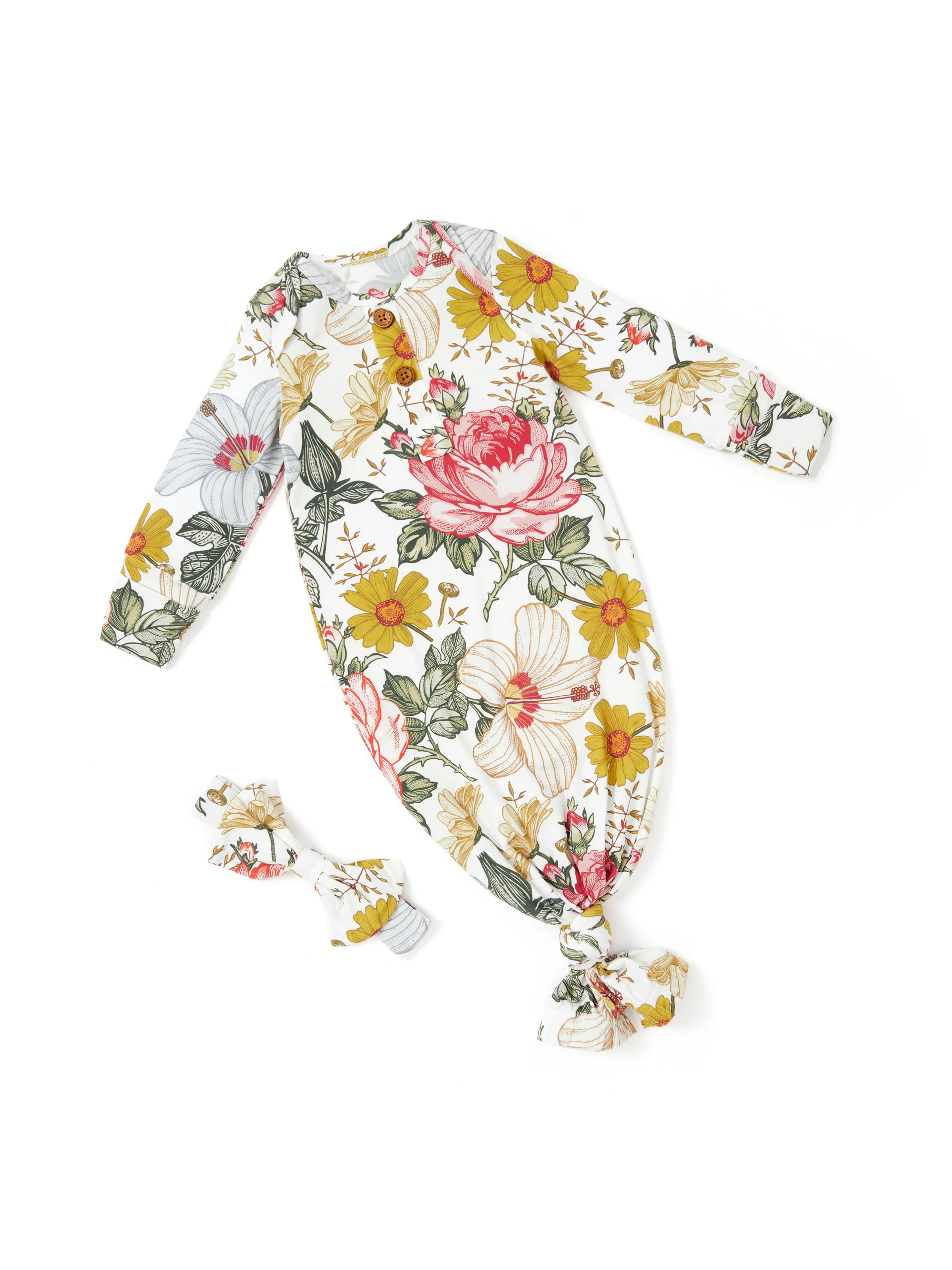 Baby / Girl Bamboo Sleeping Bag Infant Gown with Headband Color block - Image 3