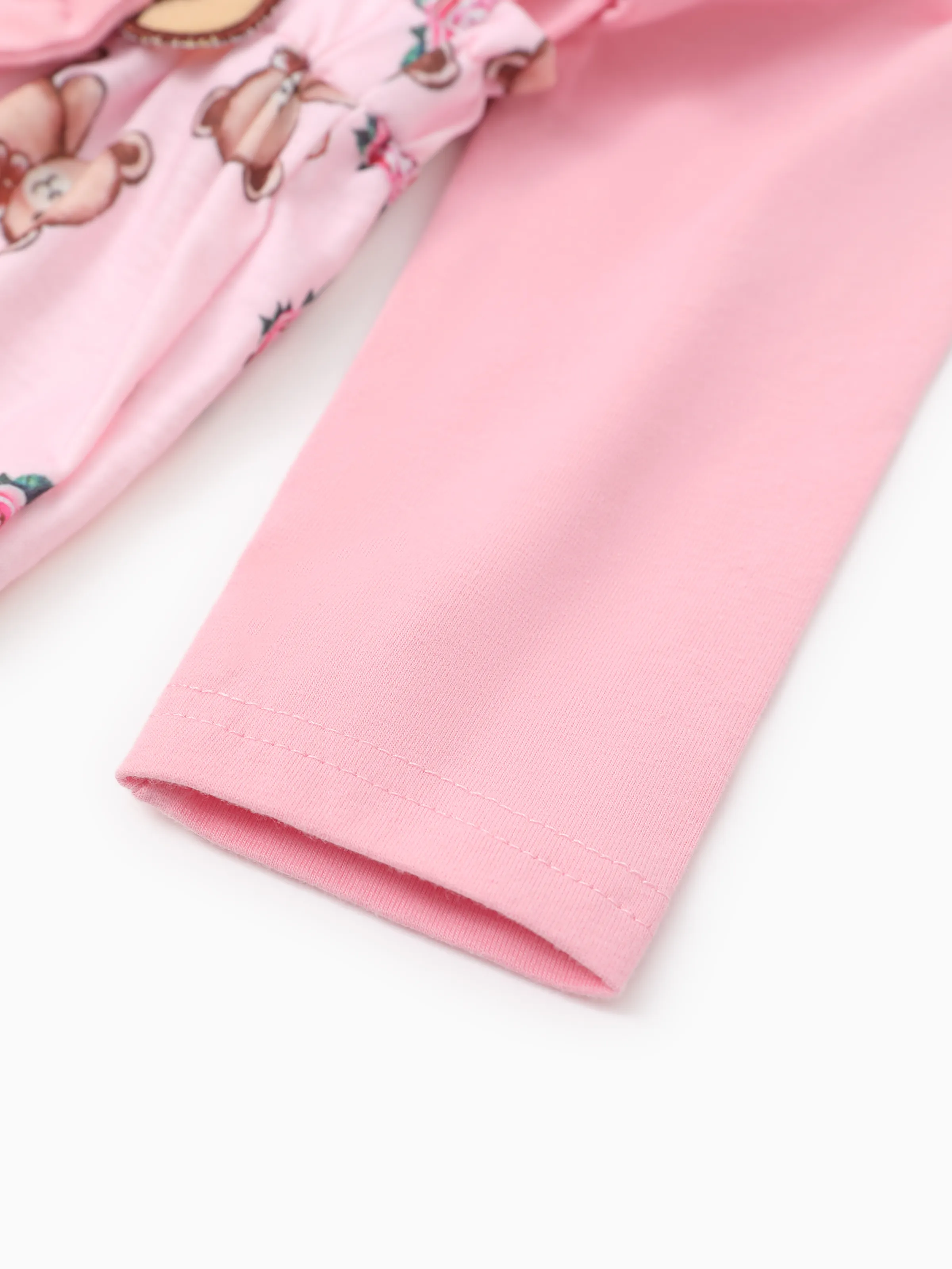 Baby Girl Bear Style Embroidered Floral Jumpsuit Pink - Image 4