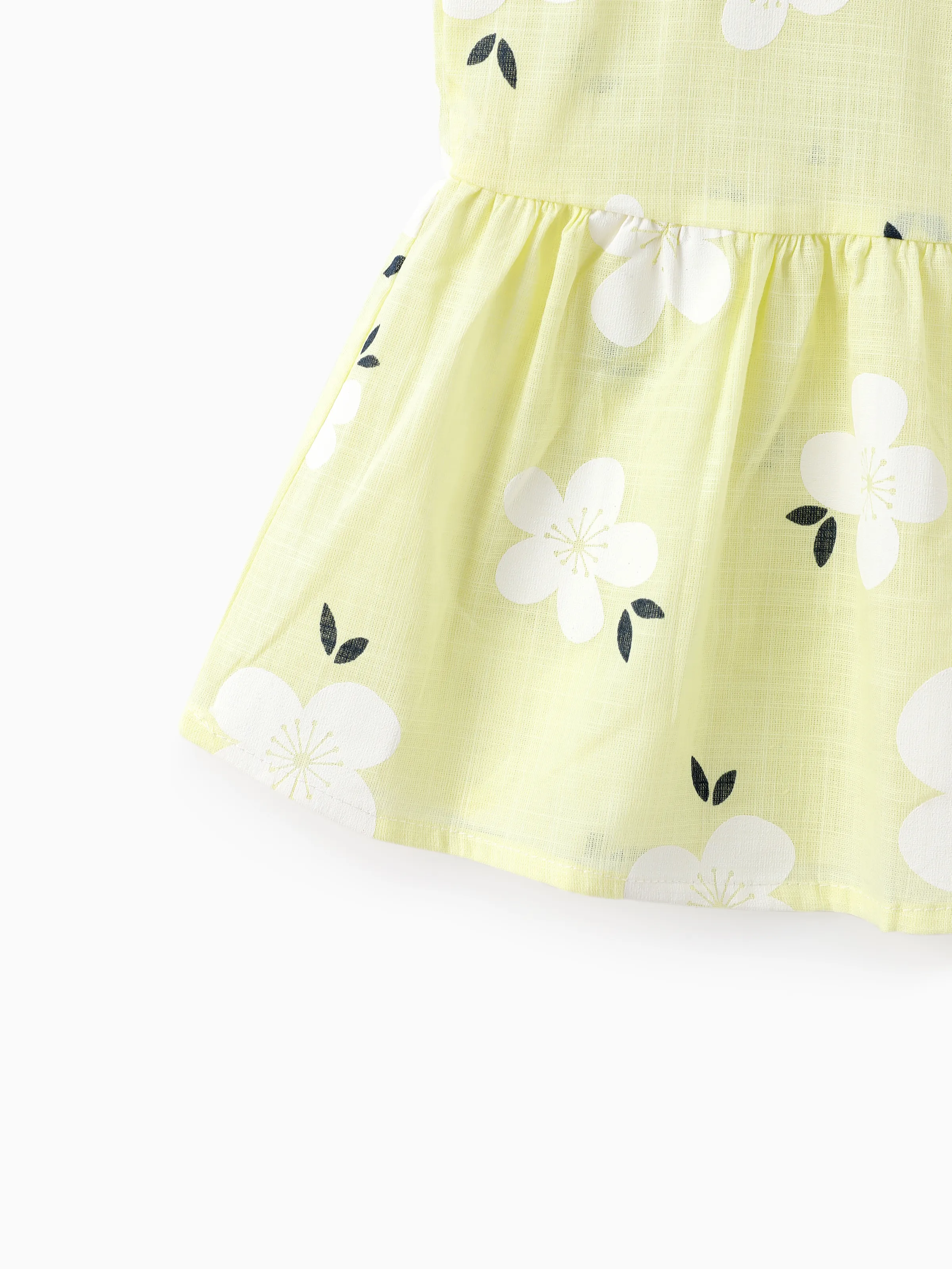Baby Girl Clothing 100% Cotton Peter Pan Collar Floral Print Tank Dress Yellow - Image 5