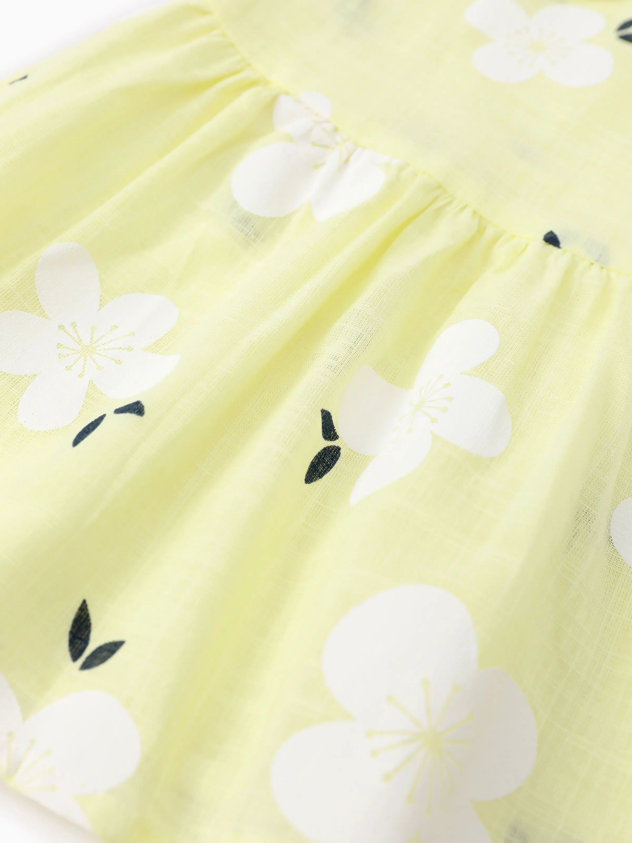Baby Girl Clothing 100% Cotton Peter Pan Collar Floral Print Tank Dress Yellow - Image 6