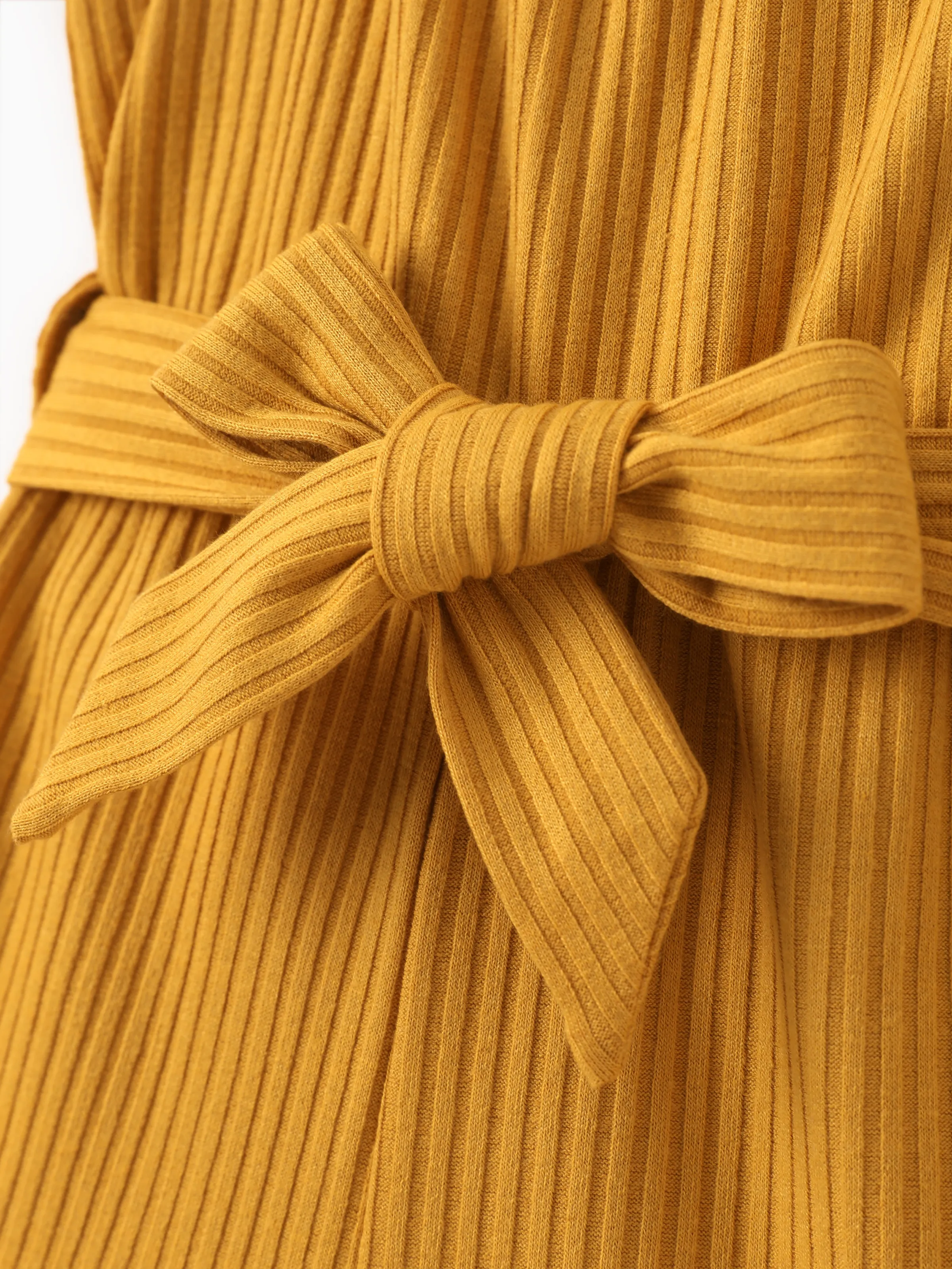 Baby Girl Puff-sleeve Solid Color Jumpsuit Ginger-2 - Image 2