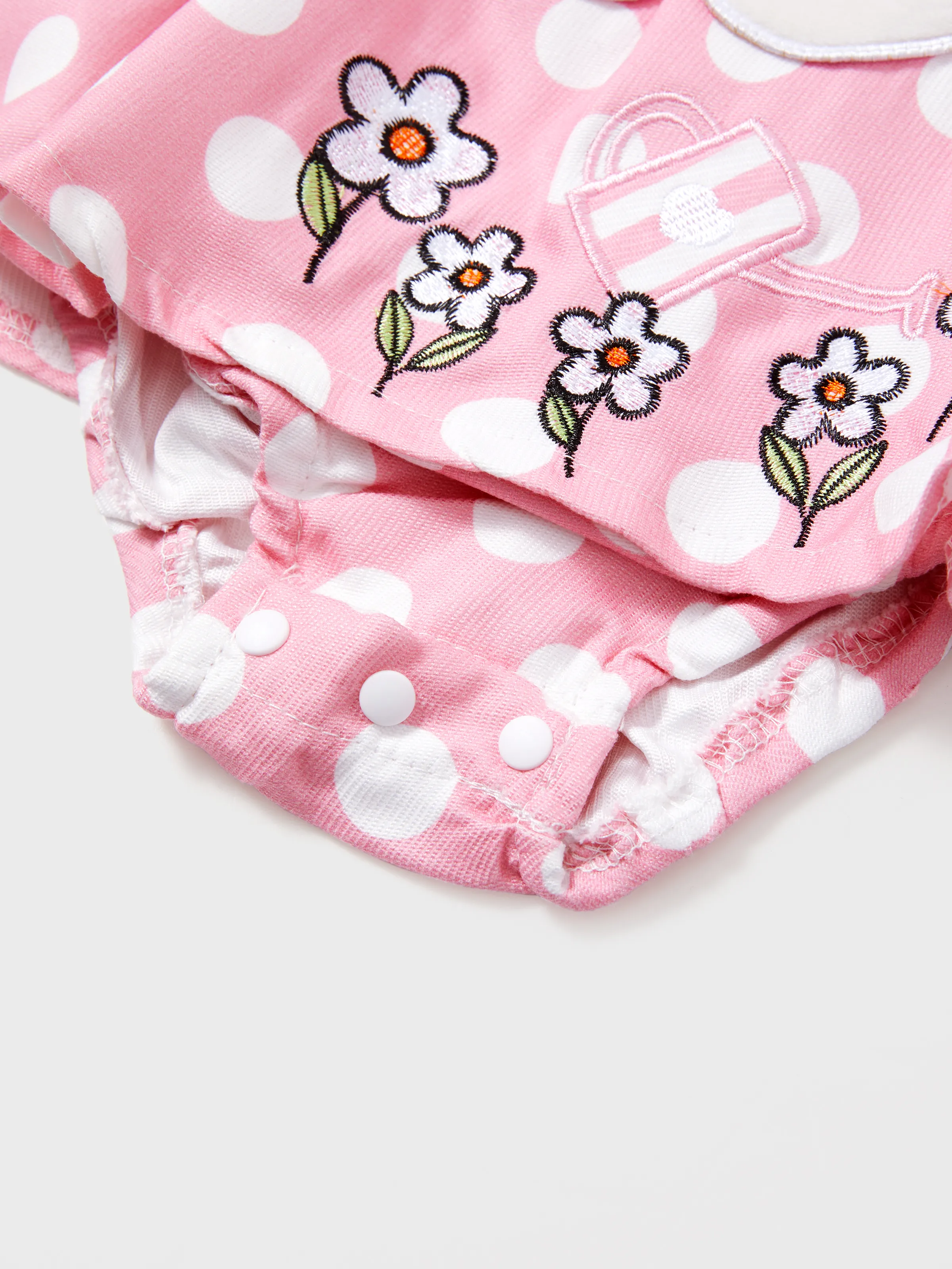 Baby Girl Rabbit Pattern Ruffle Long Sleeve Romper Pink - Image 6