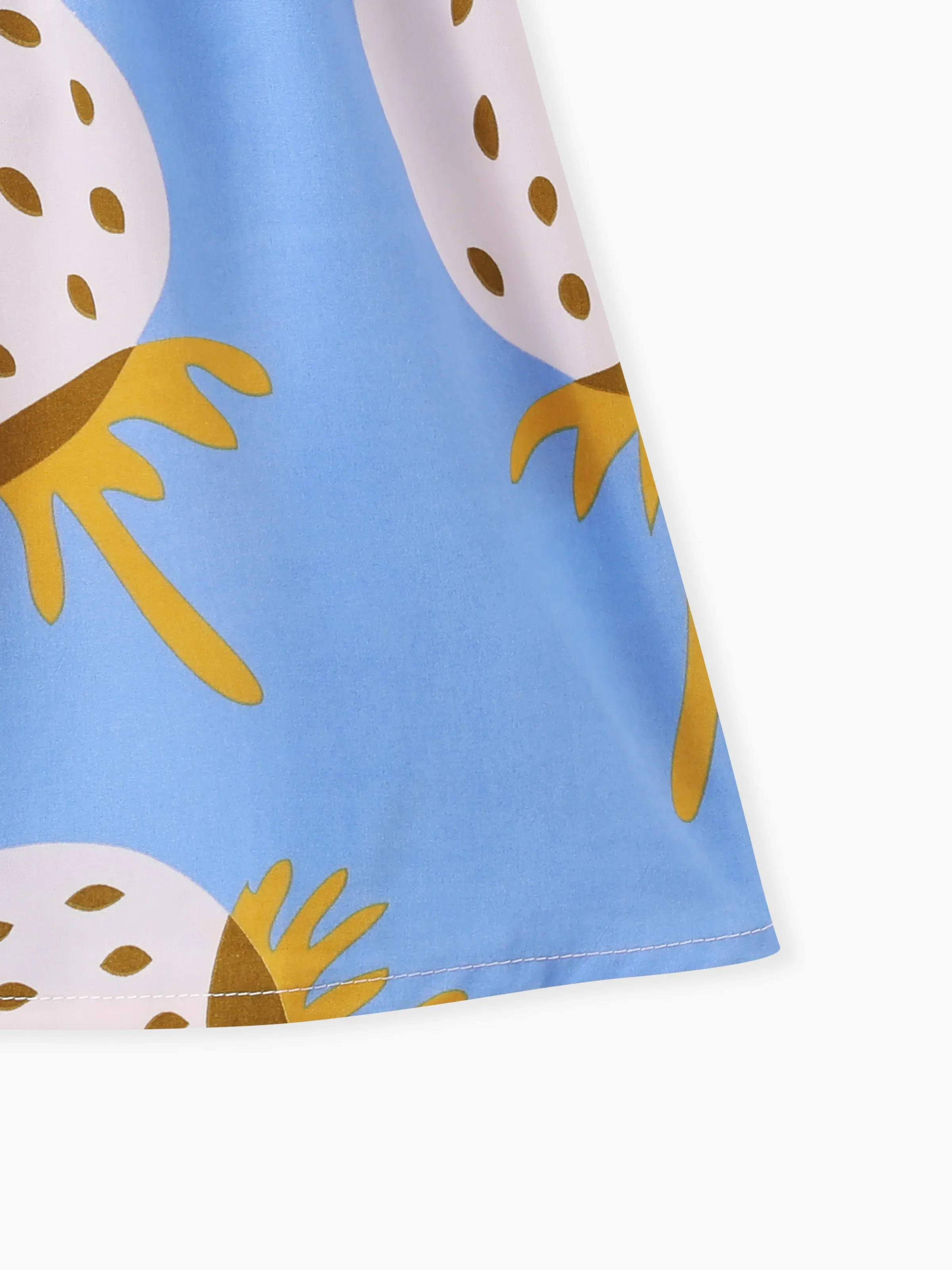 Baby Girl Strawberry Print Flutter-sleeve Dress Blue - Image 6
