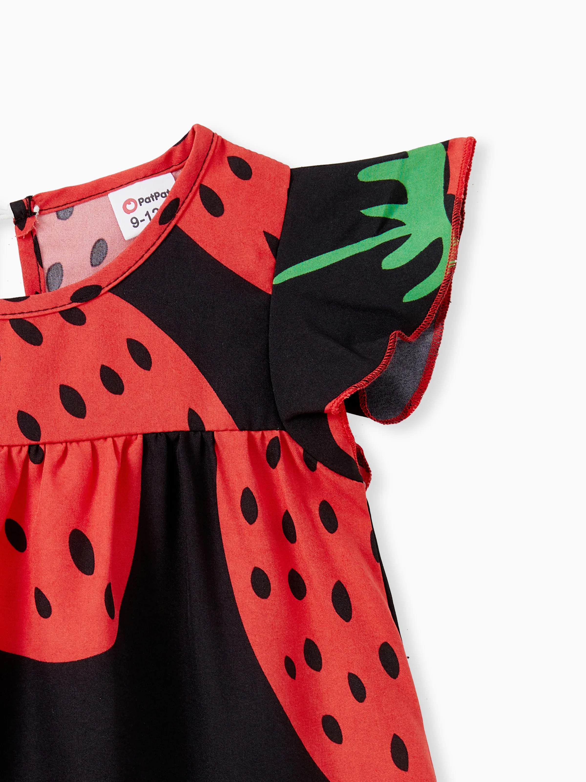 Baby Girl Strawberry Print Flutter-sleeve Dress Red - Image 4