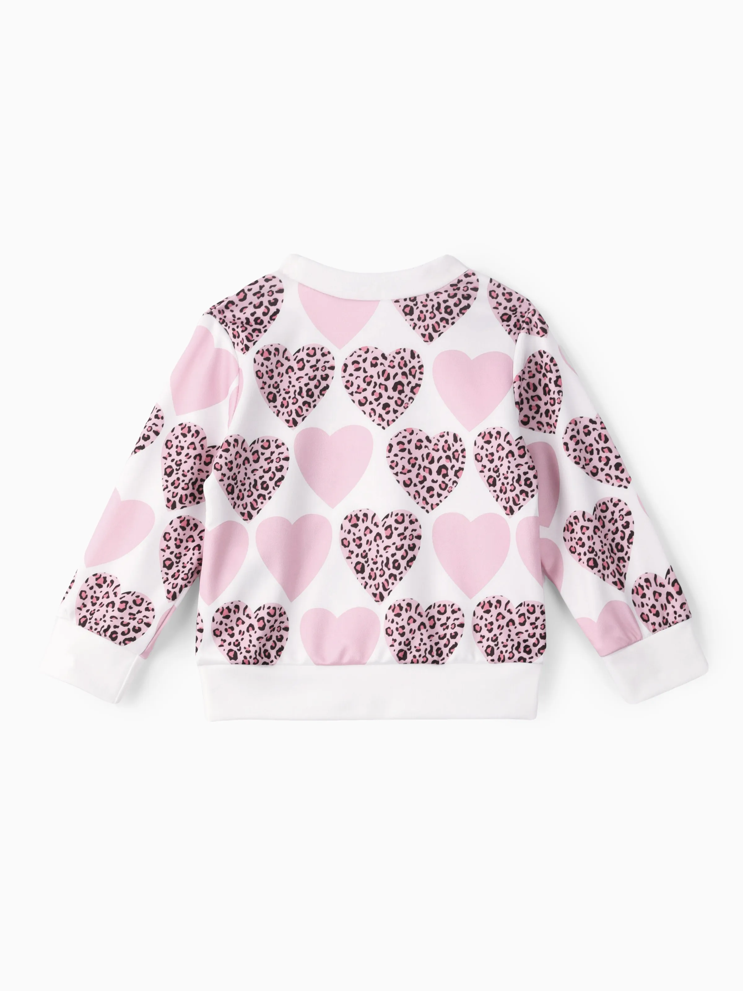 Baby Girl Sweatshirt with Heart and Leopard Print White - Image 2
