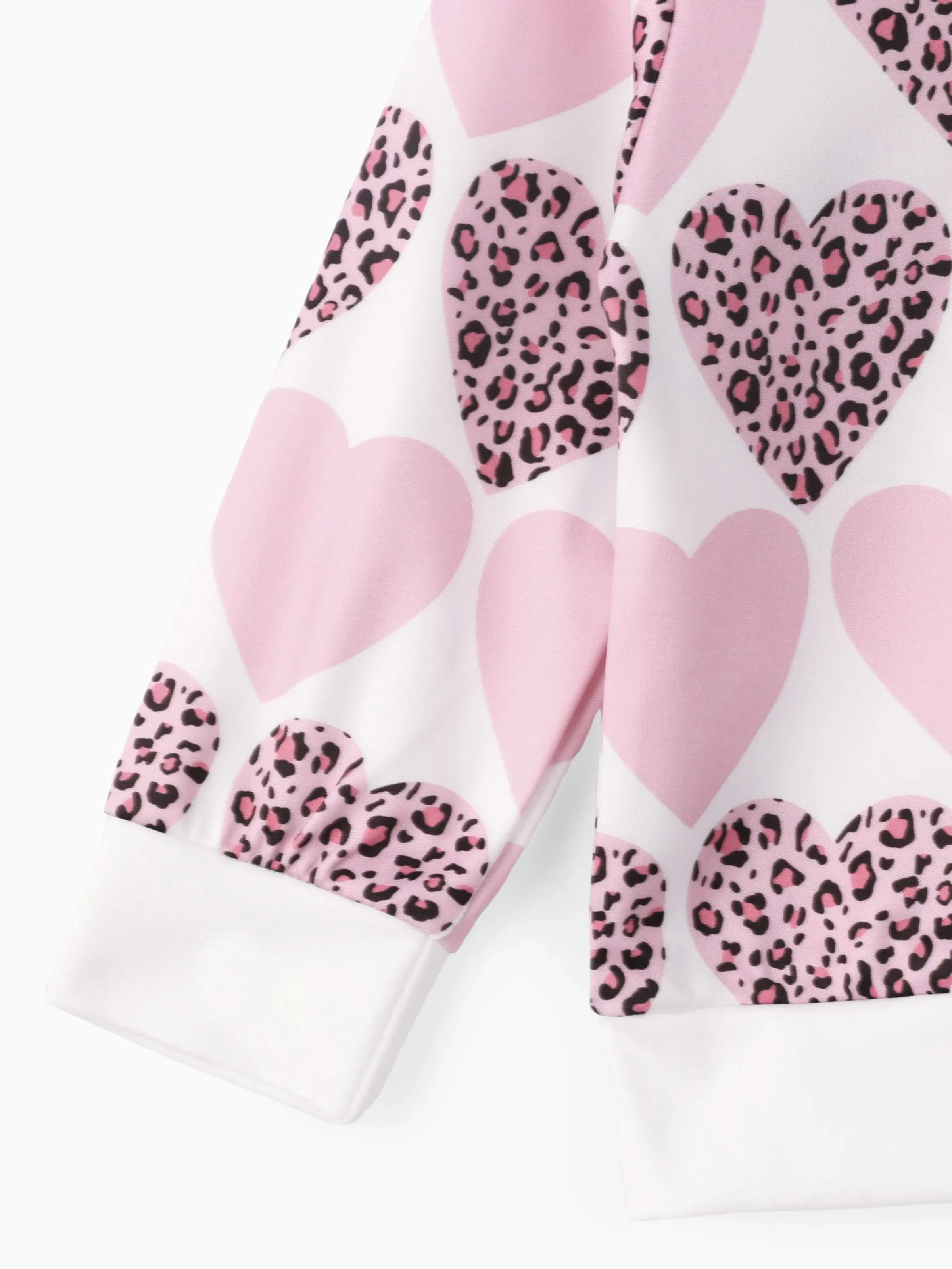 Baby Girl Sweatshirt with Heart and Leopard Print White - Image 4