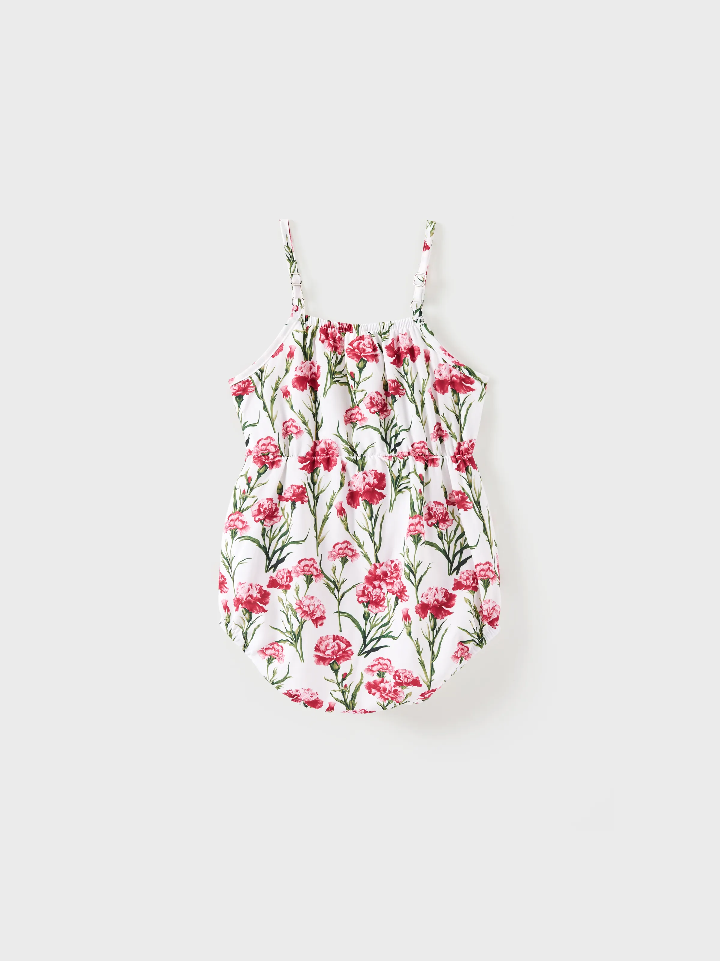 Baby Girl Sweet Floral Print Bowknot Romper Red - Image 3