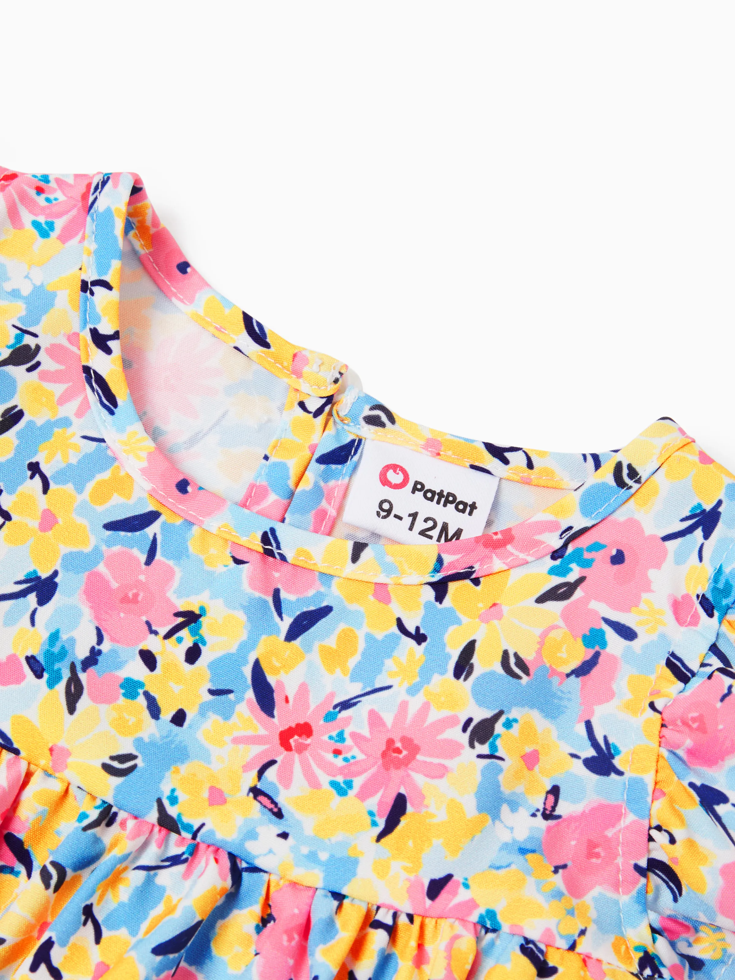 Baby Girl Sweet Flutter-sleeve Floral Dress Peach pink - Image 4