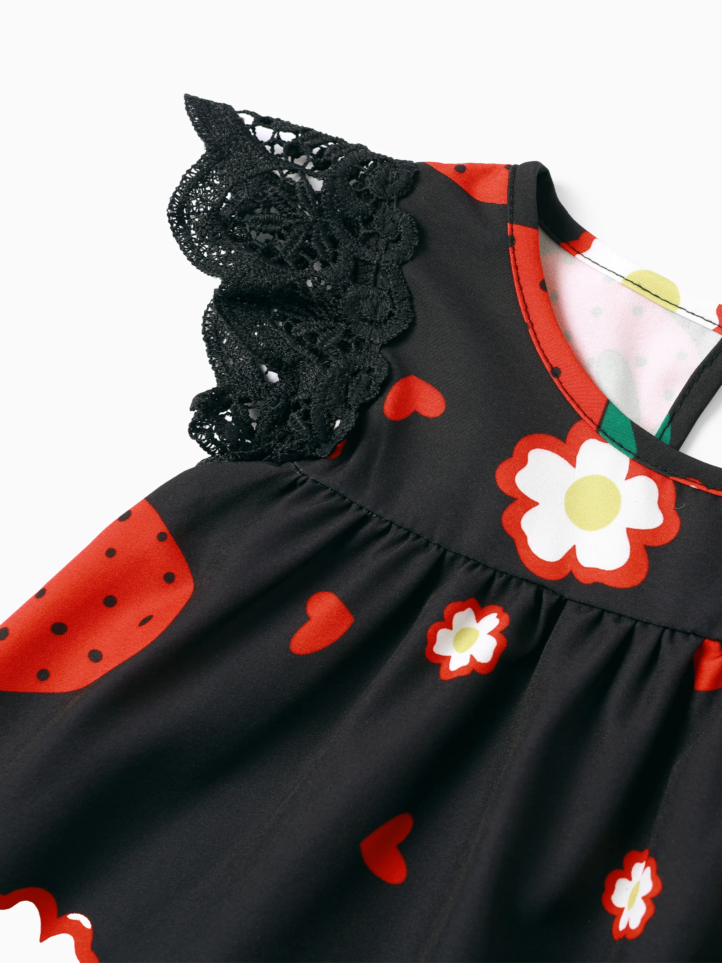 Baby Girl Sweet Strawberry Lace Dress Black - Image 4