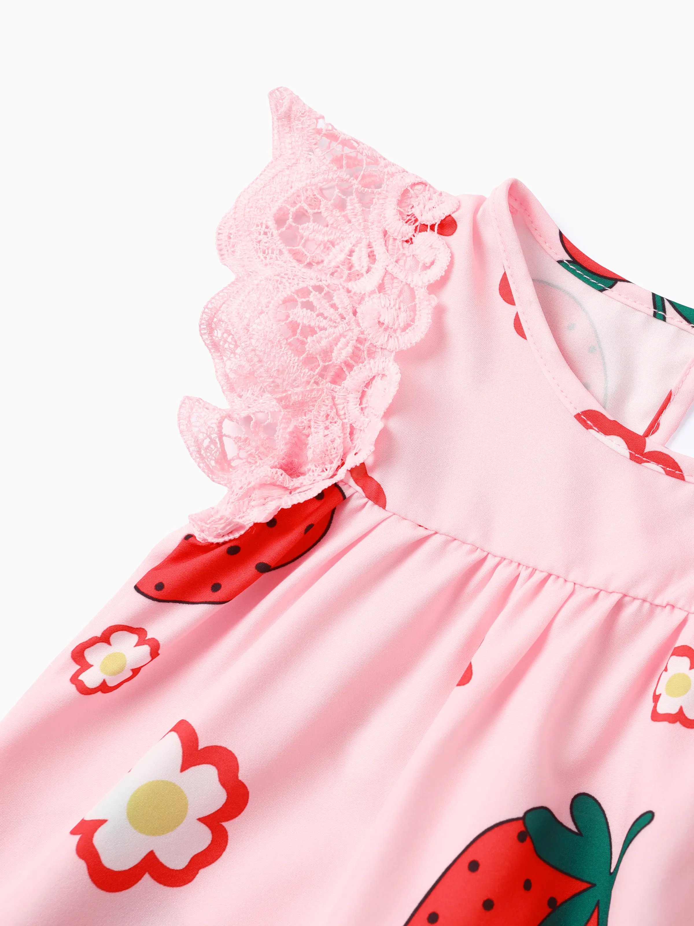 Baby Girl Sweet Strawberry Lace Dress Pink - Image 4