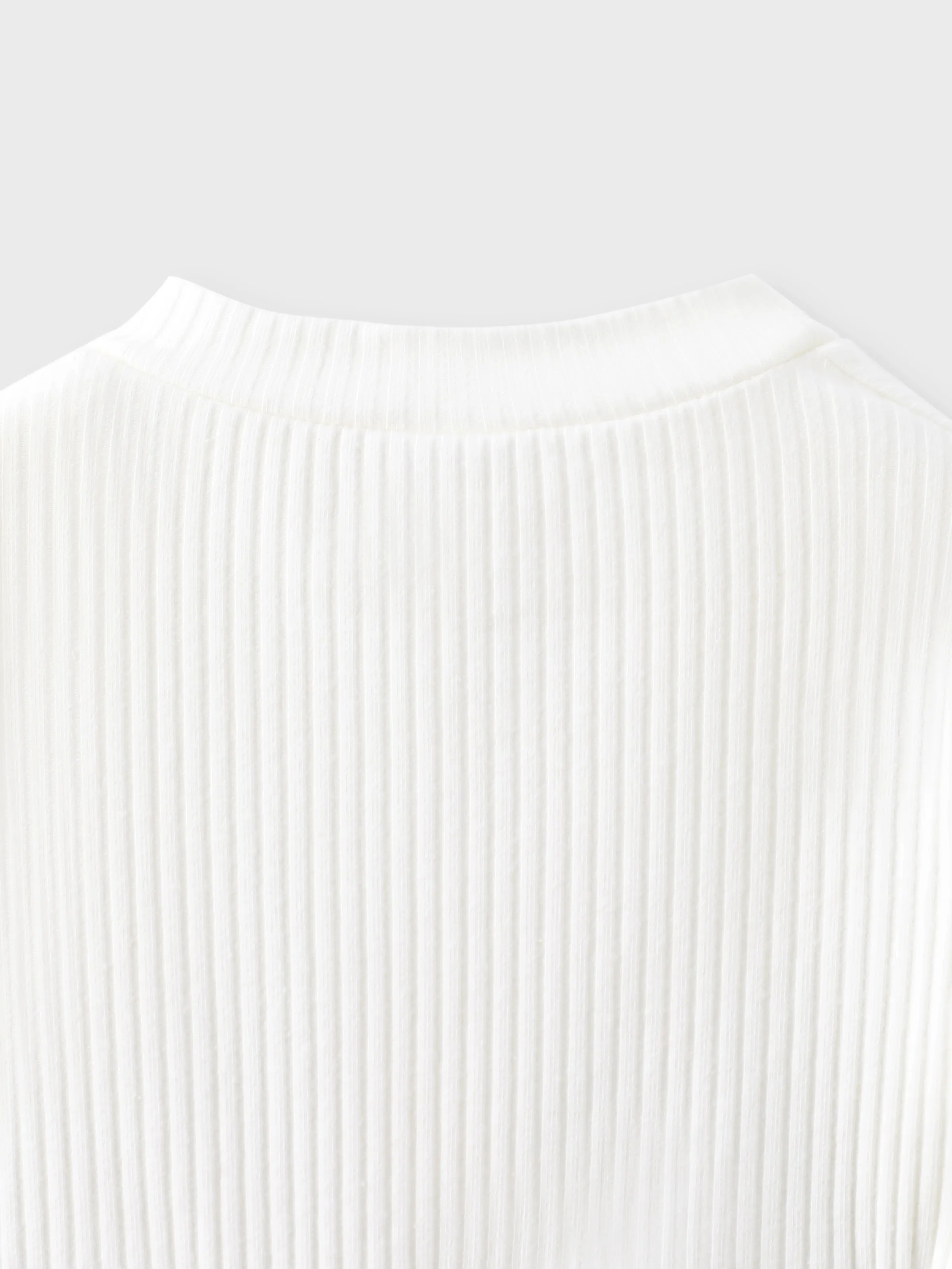 Baby Girl White Ribbed Long-sleeve Splicing Floral Embroidered Mesh Fairy Dress White - Image 7
