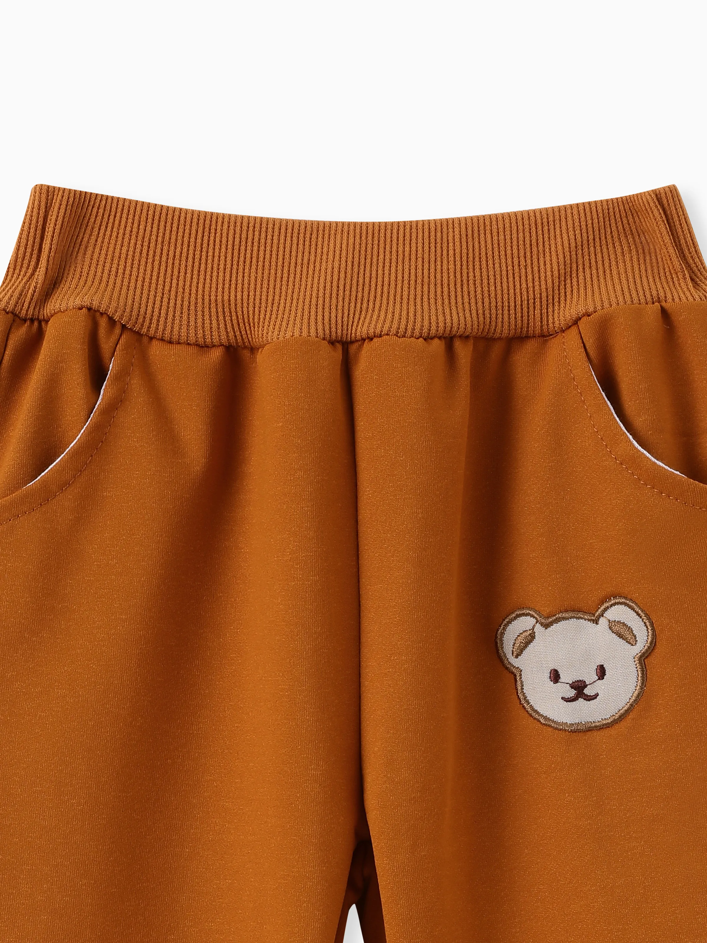 Baby/Toddler Boy Clothes 2pcs Bear Style Sweatshirt and Pants Set Brown - Image 6