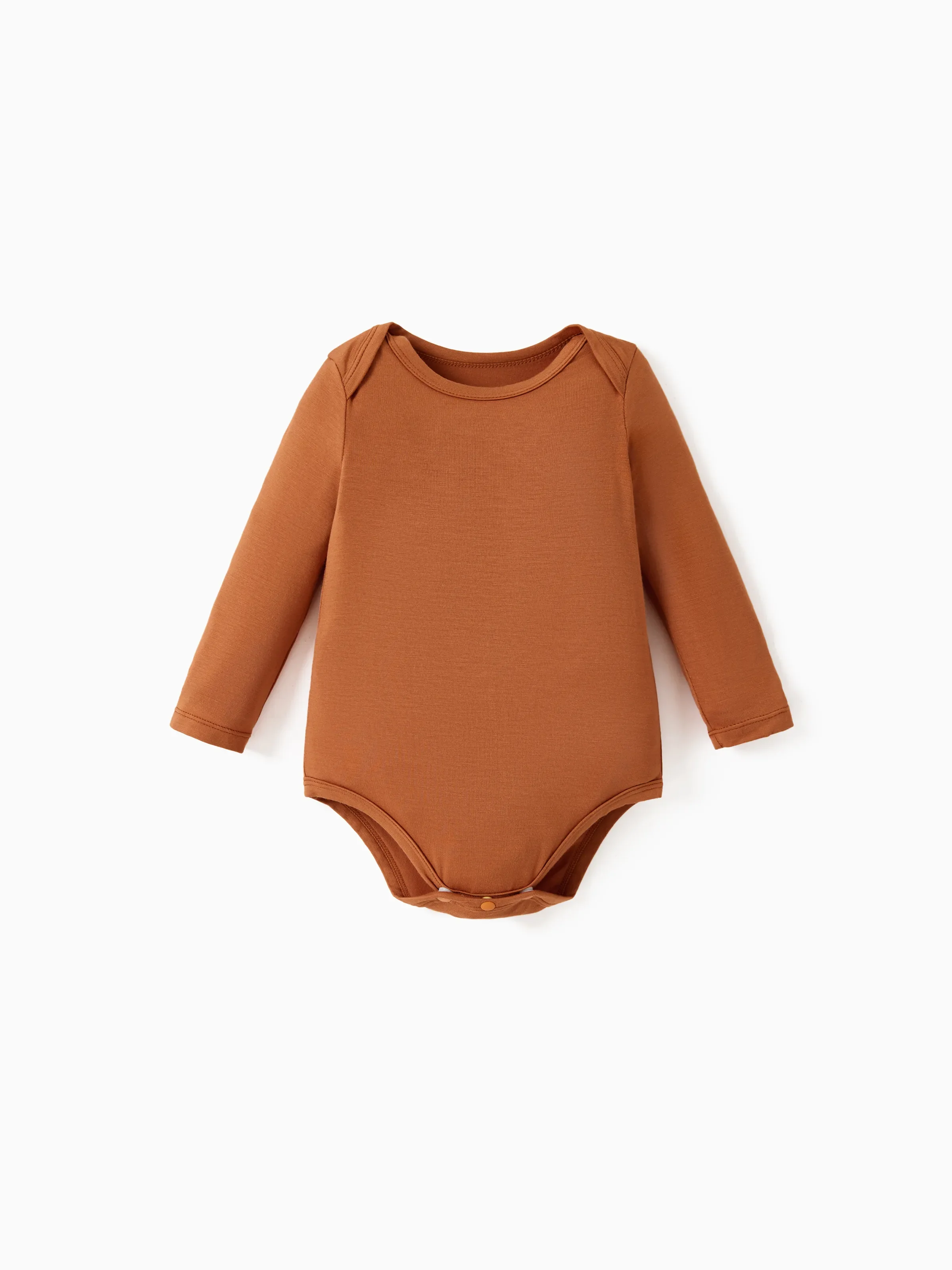 Bamboo Baby Bodysuits 2-piece Flora Long Sleeve Rompers for Baby Girls Infant Brown - Image 4