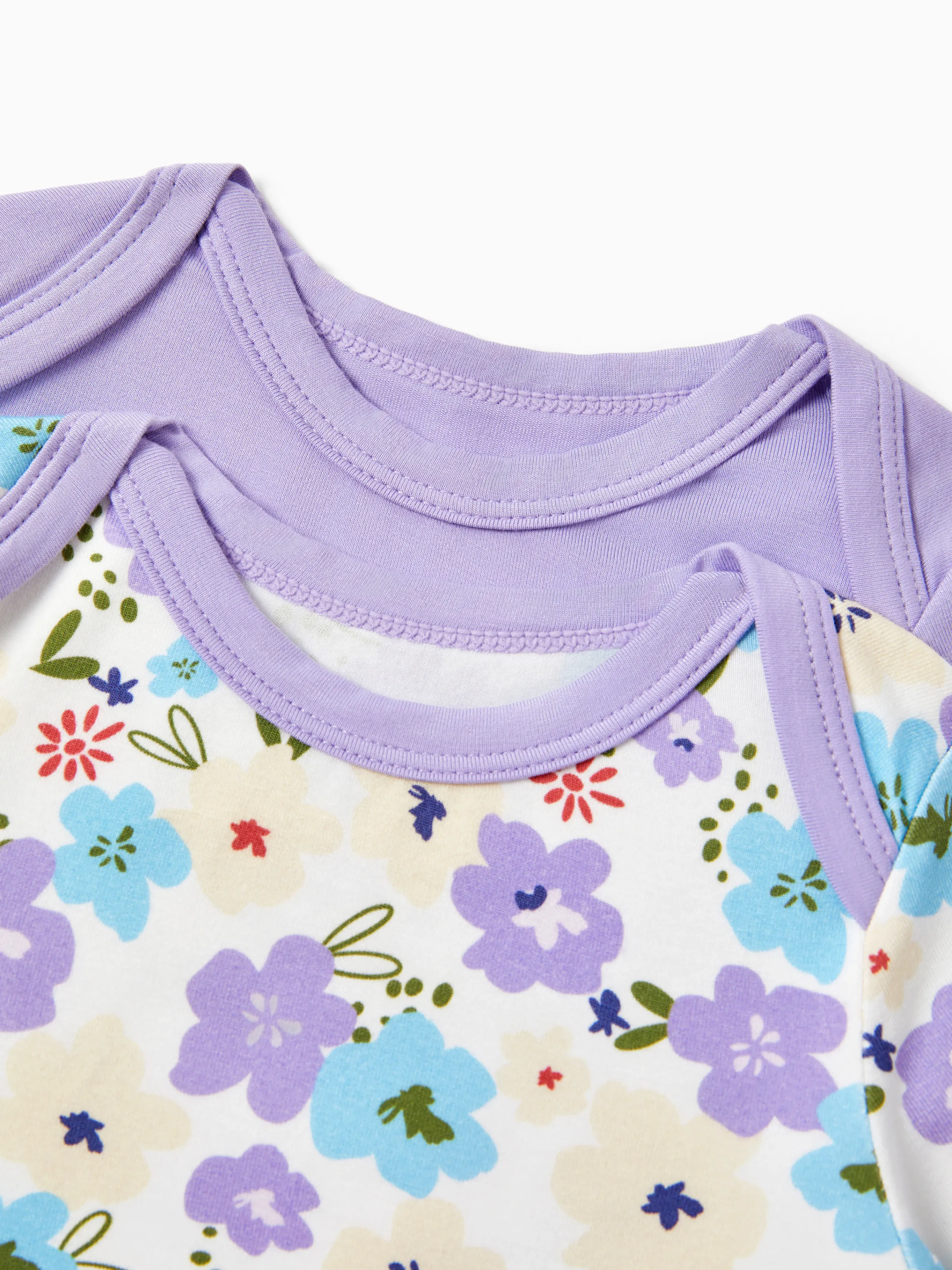 Bamboo Baby Bodysuits 2-piece Flora Long Sleeve Rompers for Baby Girls Infant Purple - Image 3