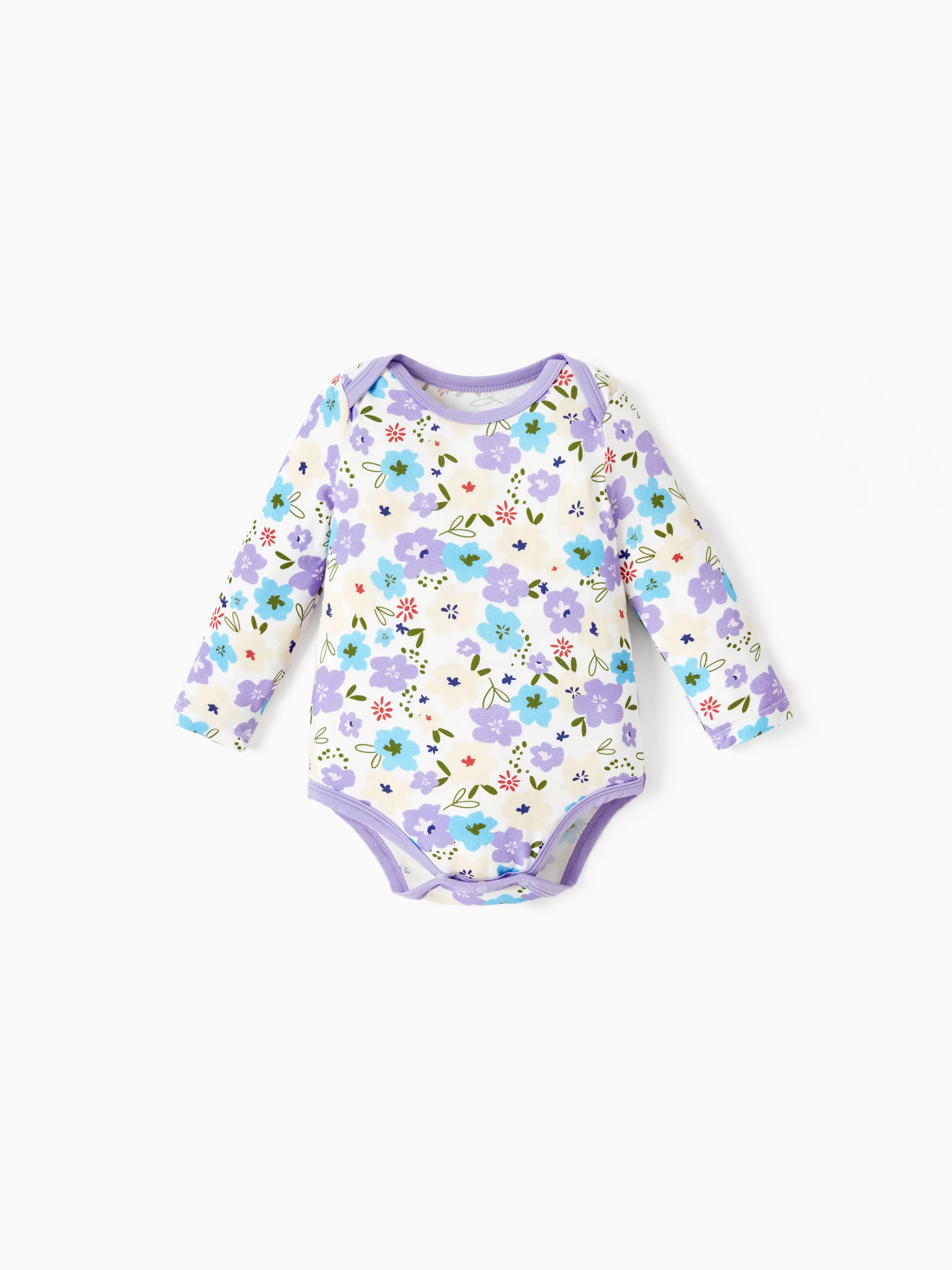 Bamboo Baby Bodysuits 2-piece Flora Long Sleeve Rompers for Baby Girls Infant Purple - Image 4