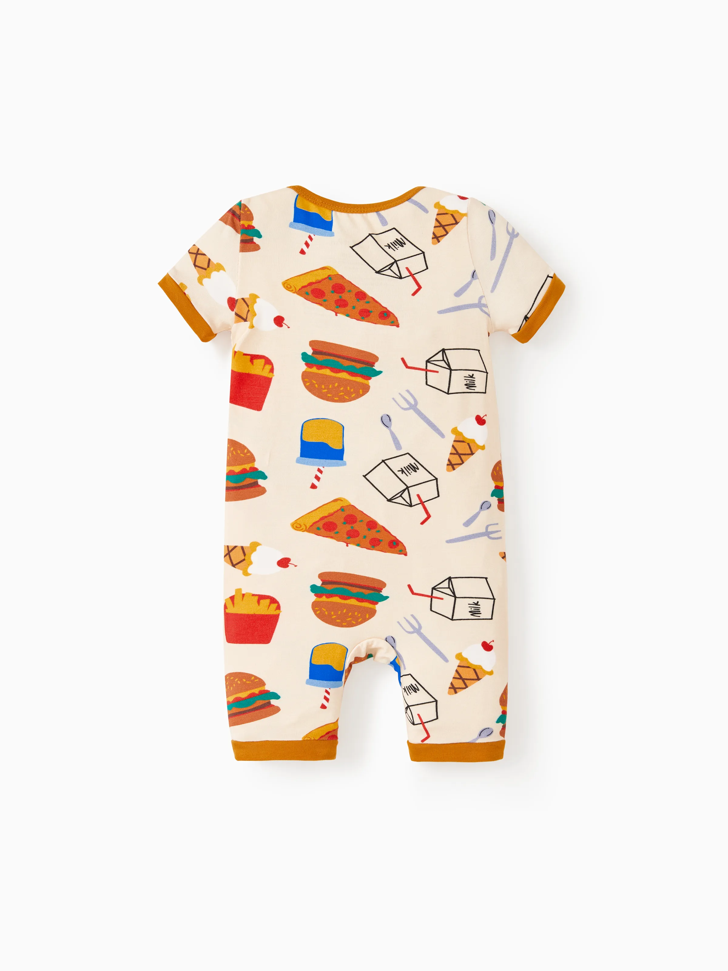 Bamboo Baby Boy / Girl 2-Way Zip Onesies Anti Slip Childlike Food Pattern Bamboo Sleepwear (Snug-Fitting)
 Brown - Image 8