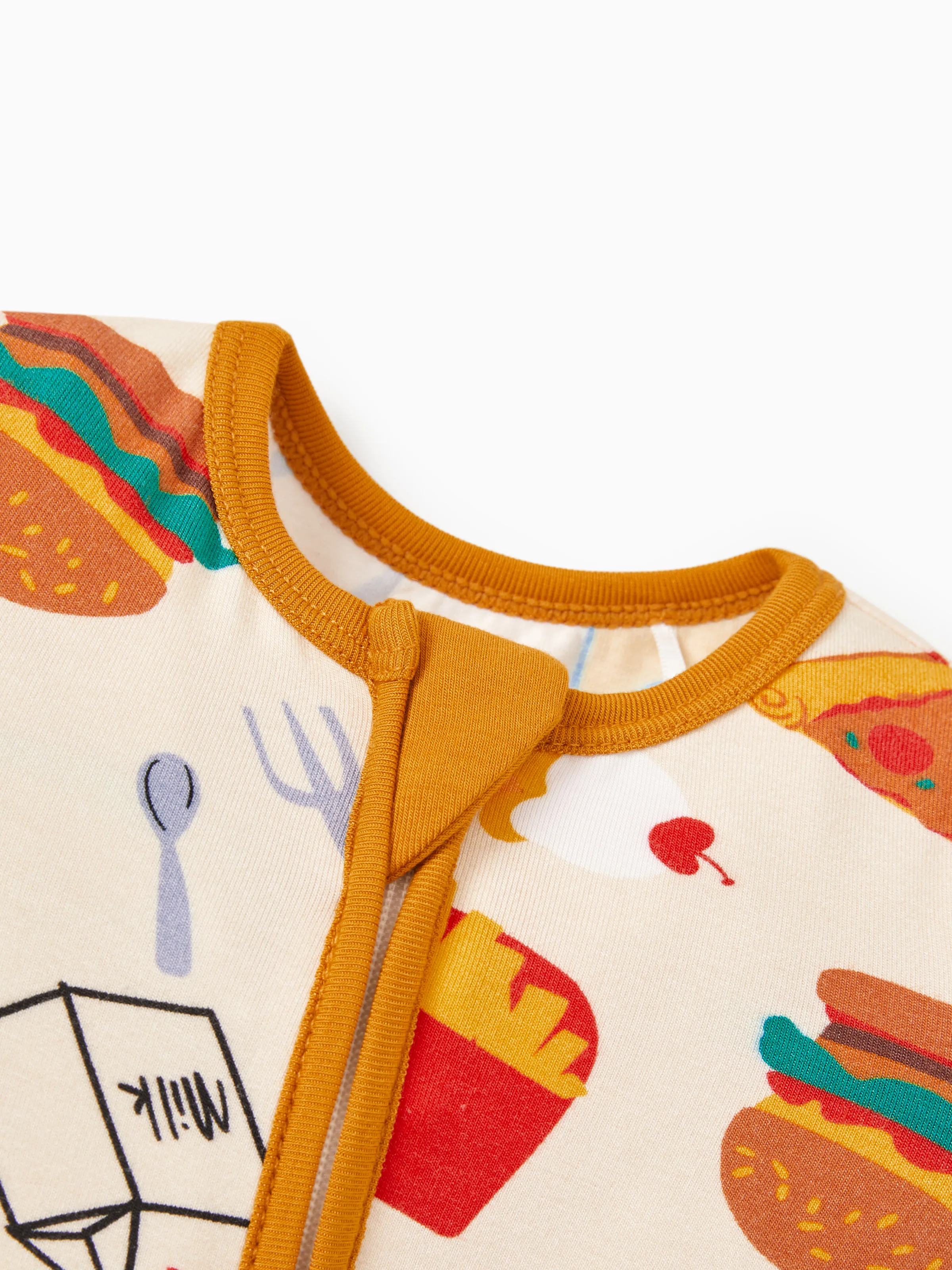 Bamboo Baby Boy / Girl 2-Way Zip Onesies Anti Slip Childlike Food Pattern Bamboo Sleepwear (Snug-Fitting)
 Brown - Image 9