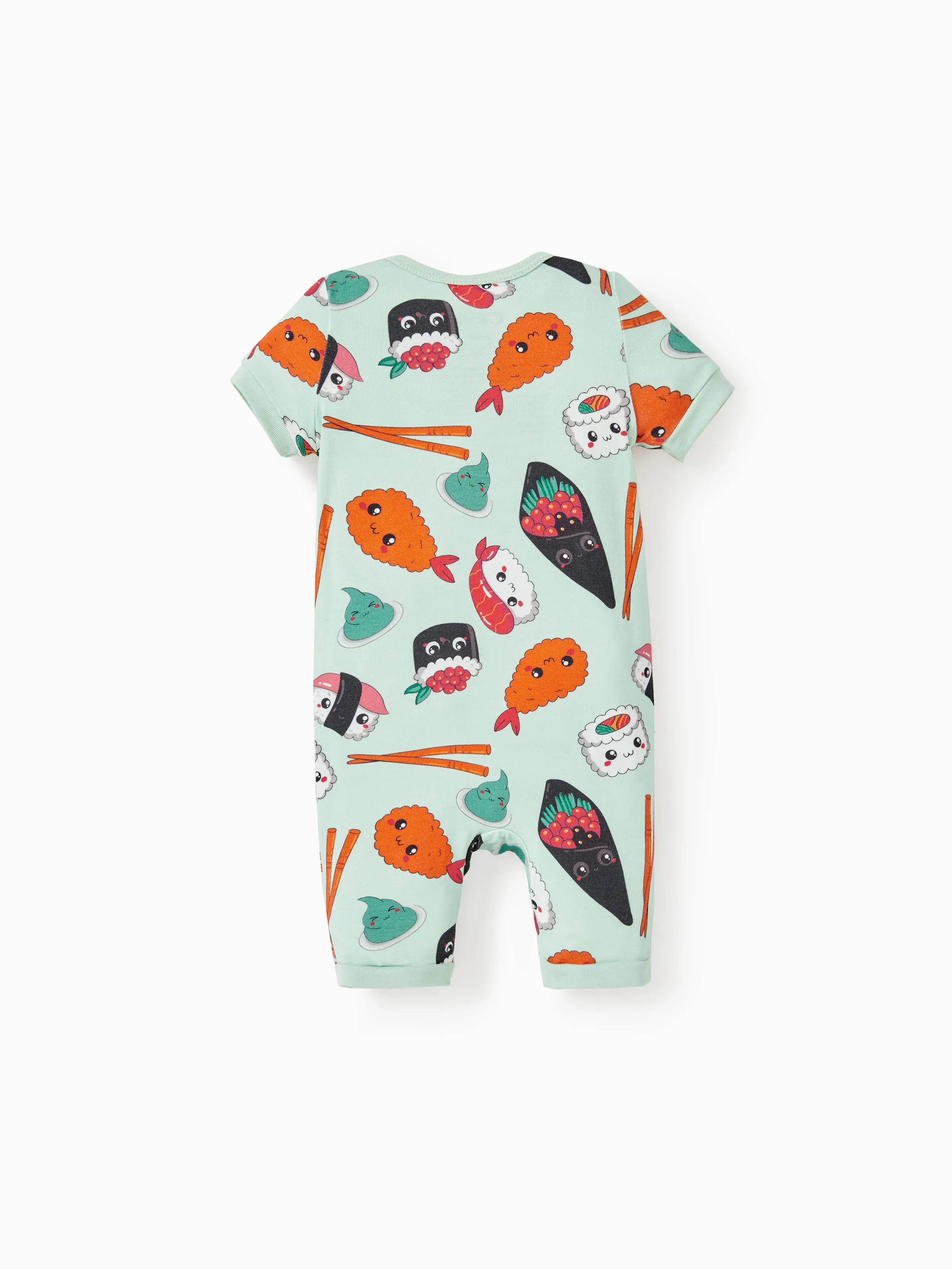 Bamboo Baby Boy / Girl 2-Way Zip Onesies Anti Slip Childlike Food Pattern Bamboo Sleepwear (Snug-Fitting)
 Green - Image 8