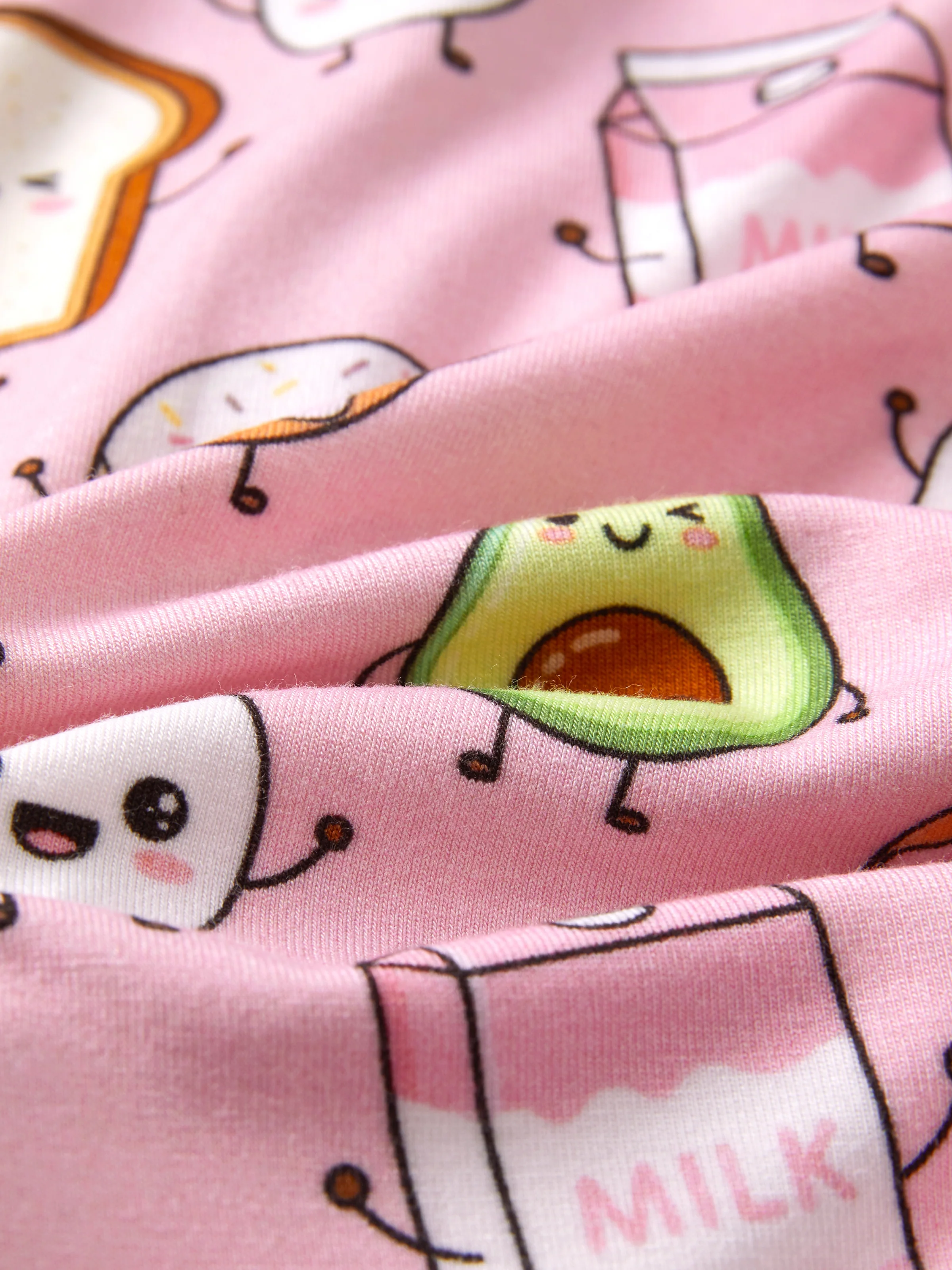 Bamboo Baby Boy /  Girl 2-Way Zip Onesies Anti Slip Childlike Food Pattern Bamboo Sleepwear (Snug-Fitting)
 Light Pink - Image 8