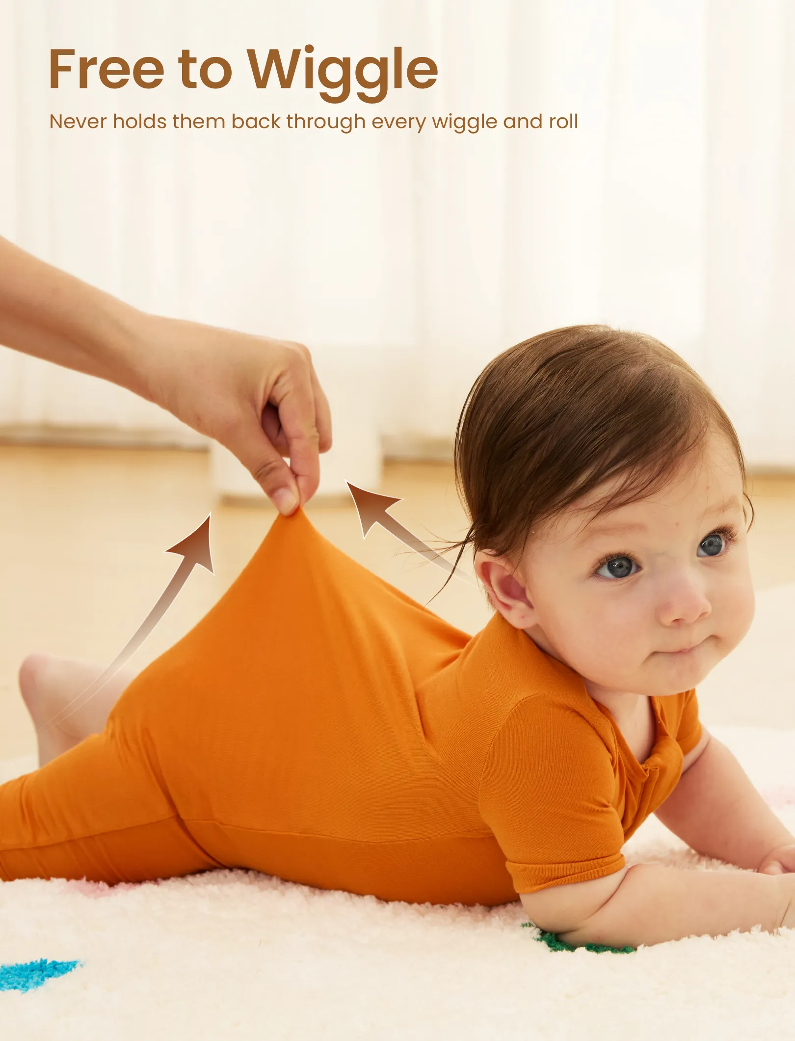 Bamboo Baby Boy / Girl 2-Way Zip Onesies Anti Slip Childlike Food Pattern Bamboo Sleepwear (Snug-Fitting)
 Orange - Image 5