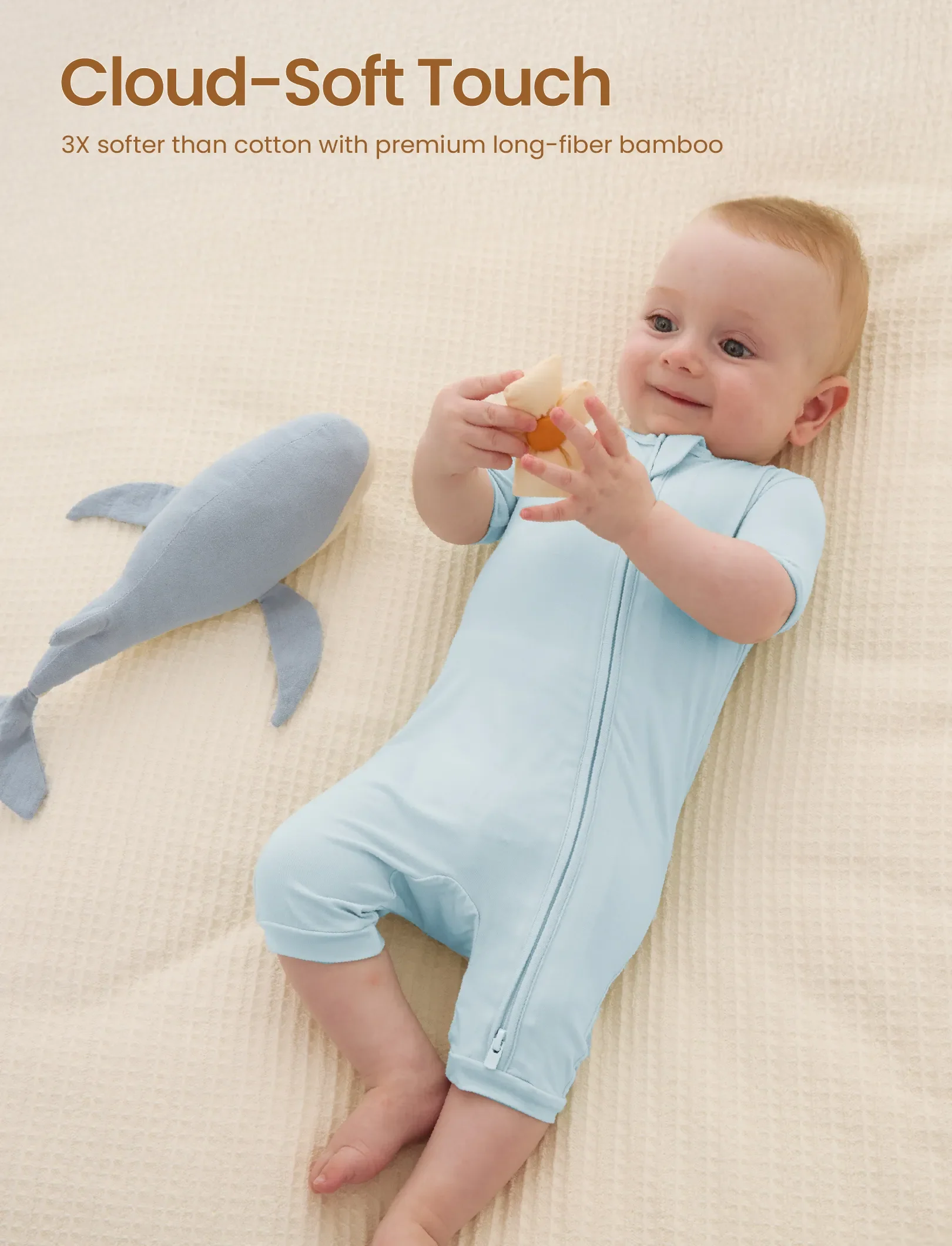 Bamboo Baby Boy / Girl 2-Way Zip Onesies Anti Slip Childlike Food Pattern Bamboo Sleepwear (Snug-Fitting)
 Turquoise - Image 4