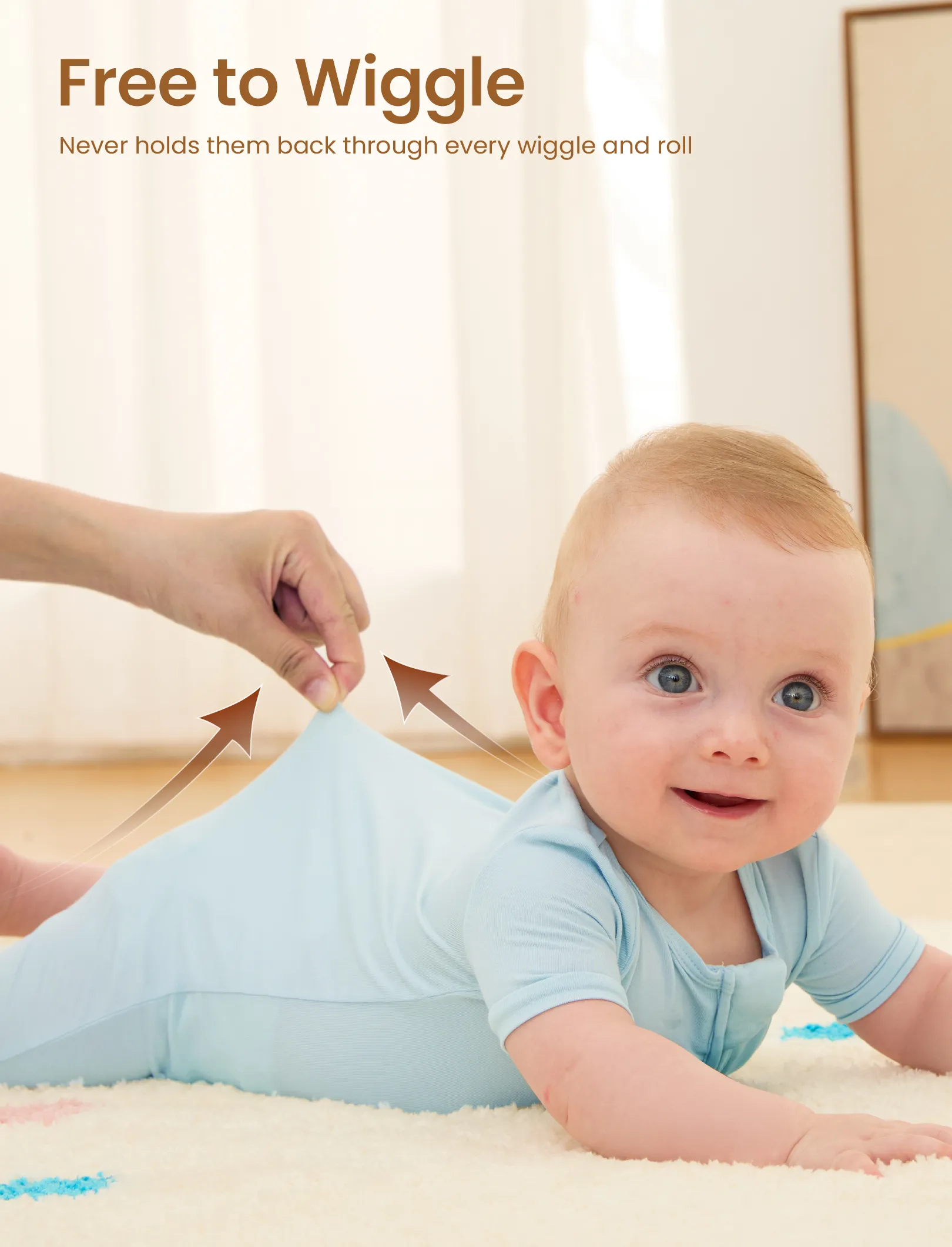 Bamboo Baby Boy / Girl 2-Way Zip Onesies Anti Slip Childlike Food Pattern Bamboo Sleepwear (Snug-Fitting)
 Turquoise - Image 5