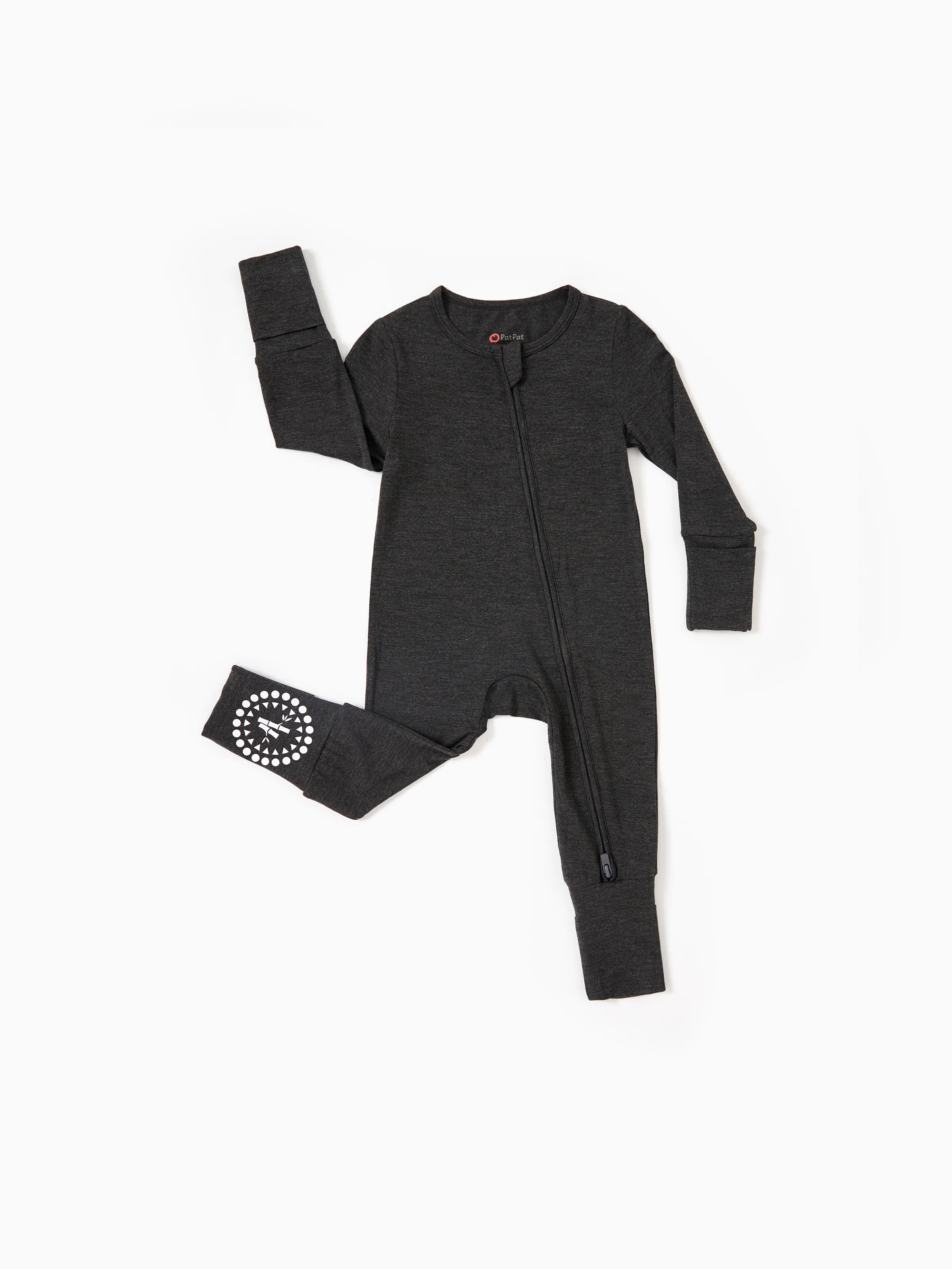 Bamboo Baby Boy / Girl 3-Pack Solid&Rainbow Printed 2-Way Zipper Anti Slip Long-sleeve Footie Dark Blue - Image 8