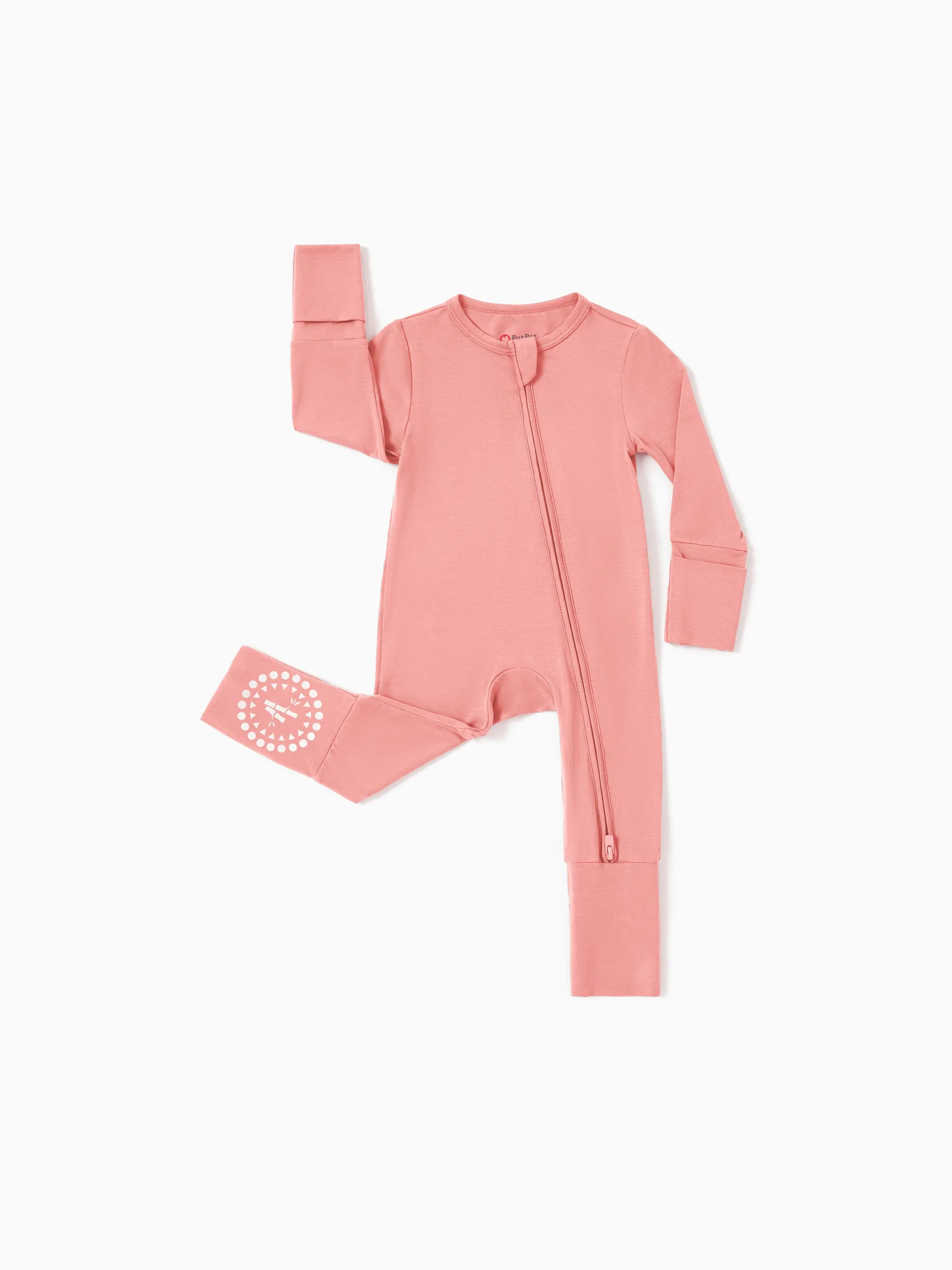 Bamboo Baby Boy / Girl 3-Pack Solid&Rainbow Printed 2-Way Zip Romper Anti Slip Long-sleeve Footie Purple - Image 3