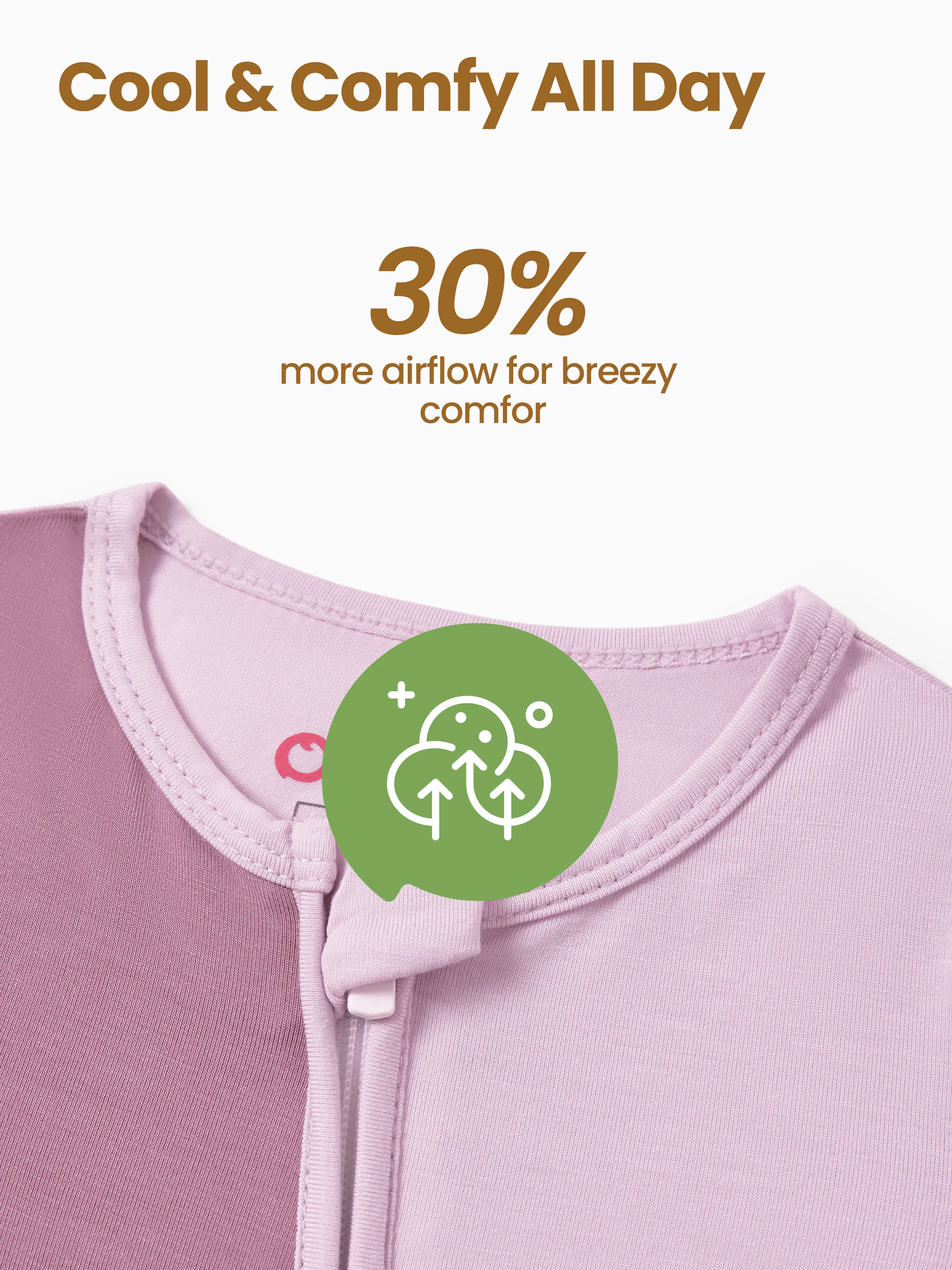 Bamboo Baby Boy / Girl Color Block 2-Way Zipper Anti Slip Long Sleeve Rompers Purple - Image 5
