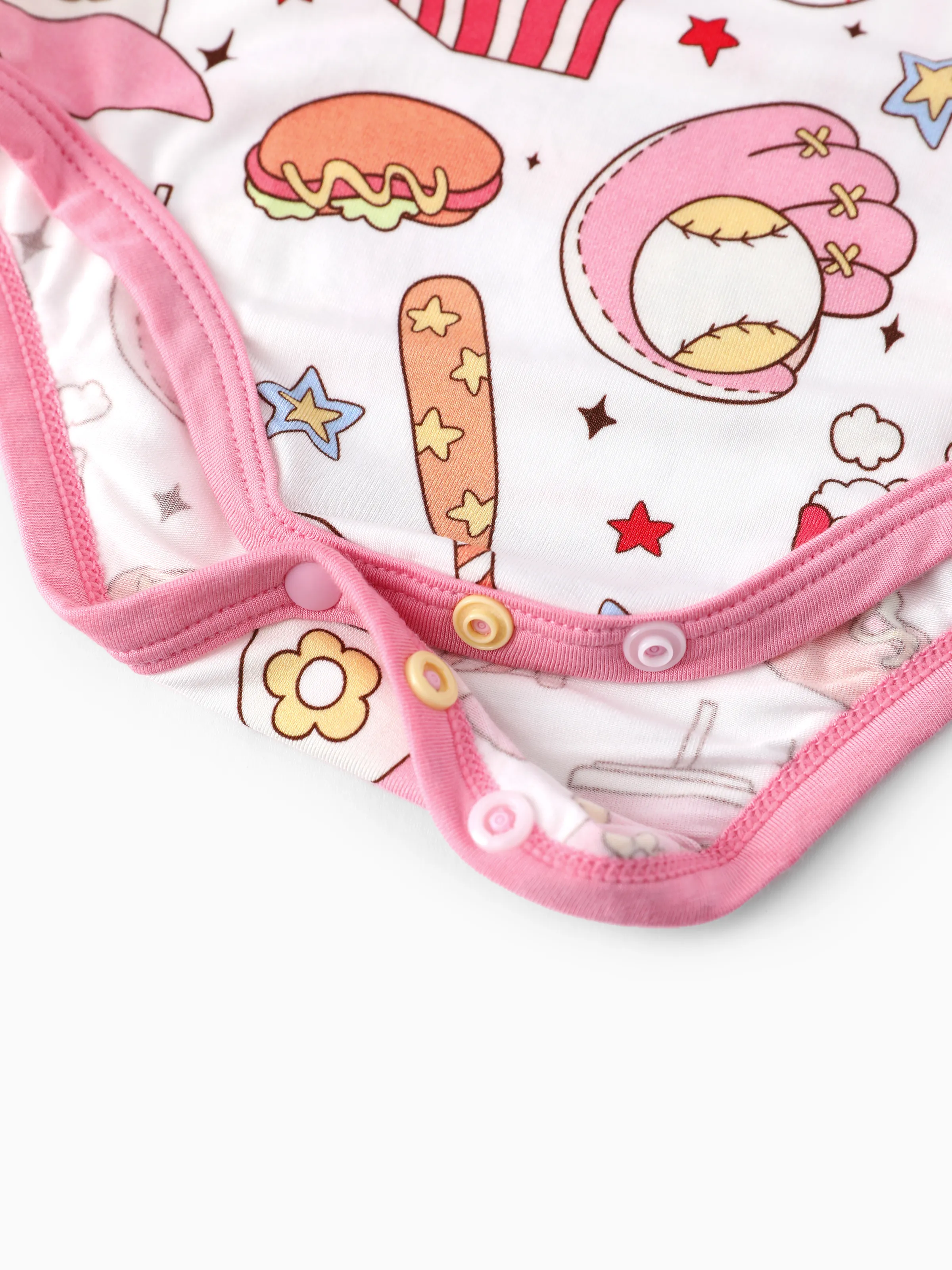 Bamboo Baby Boy/Girl 1pc Allover Print  Bodysuits  Pink - Image 6