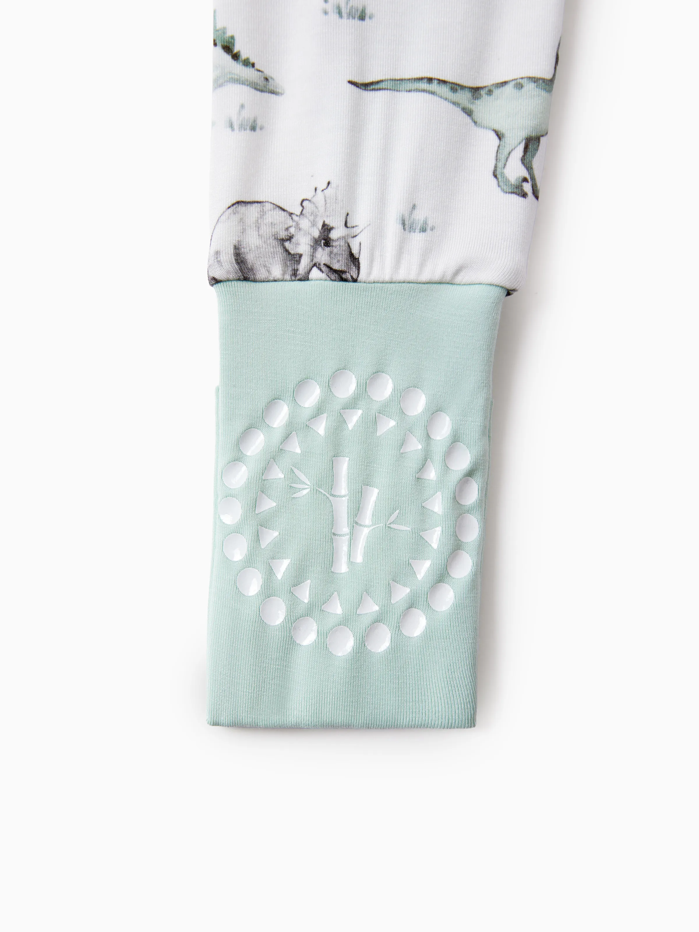Bamboo Baby Boy/Girl 2-Pack Cute Animal Long Sleeve Romper 2-Way Zip Anti Slip Footie Pale Green - Image 10