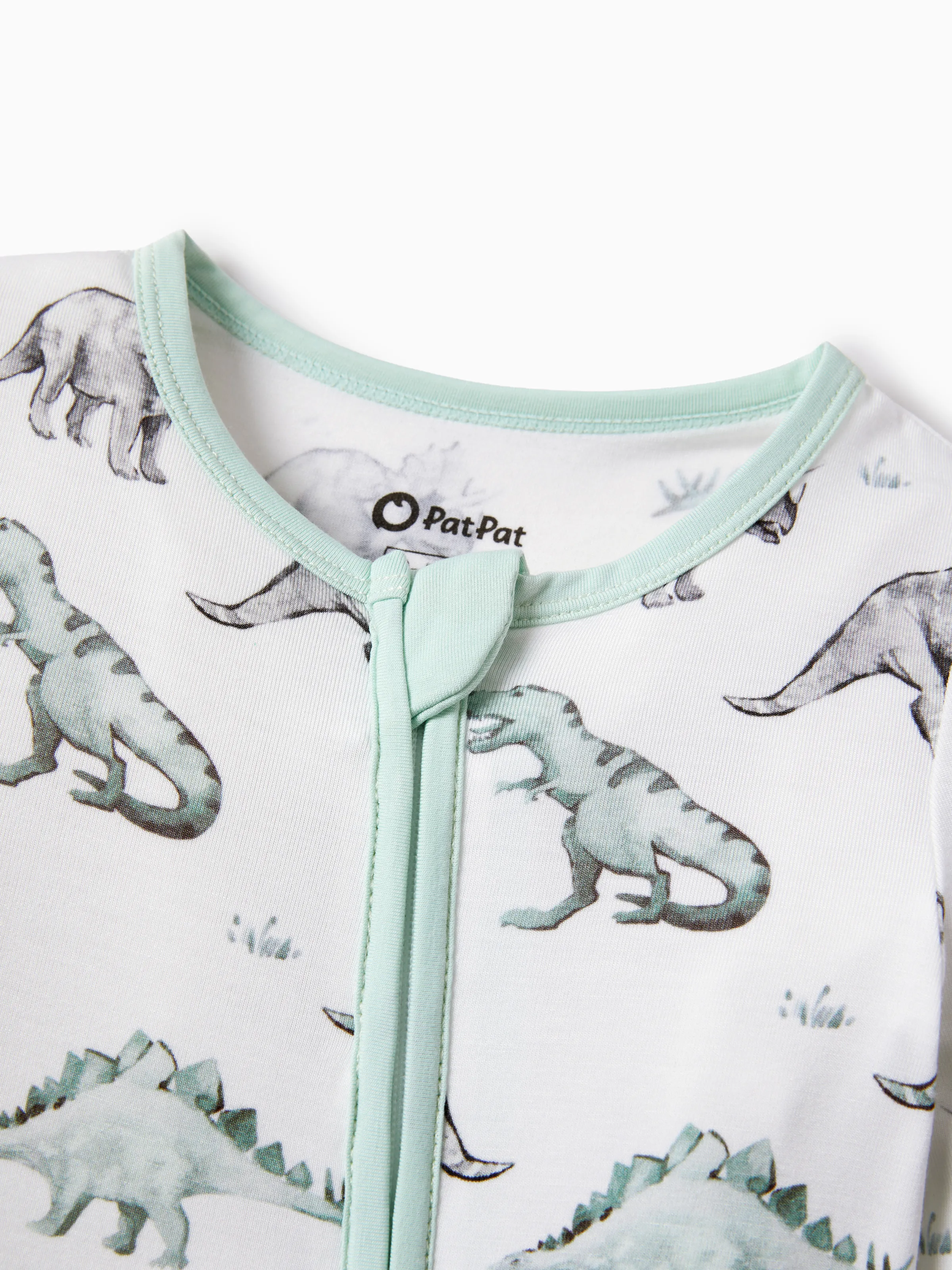 Bamboo Baby Boy/Girl 2-Pack Cute Animal Long Sleeve Romper 2-Way Zip Anti Slip Footie Pale Green - Image 5