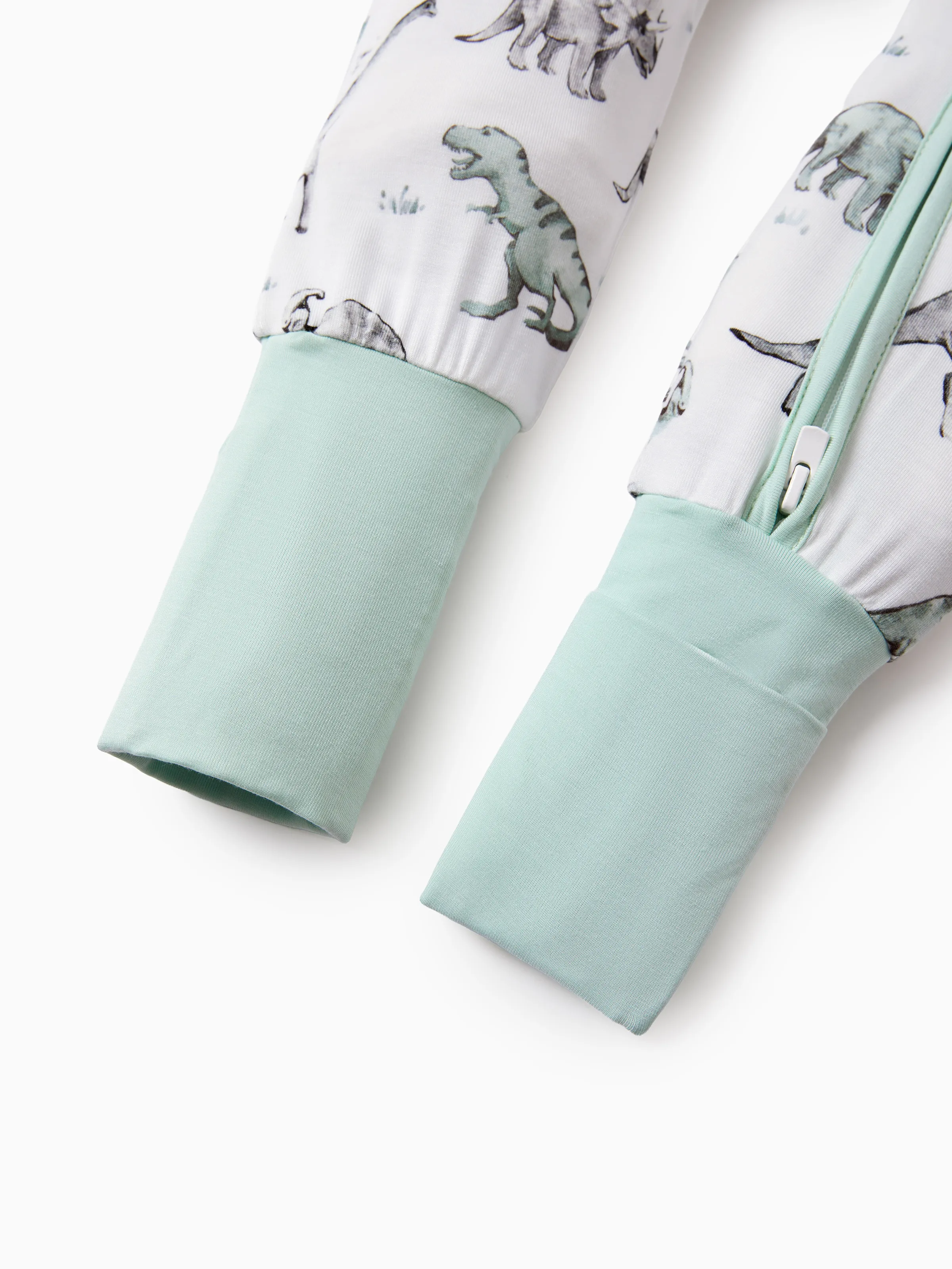 Bamboo Baby Boy/Girl 2-Pack Cute Animal Long Sleeve Romper 2-Way Zip Anti Slip Footie Pale Green - Image 9