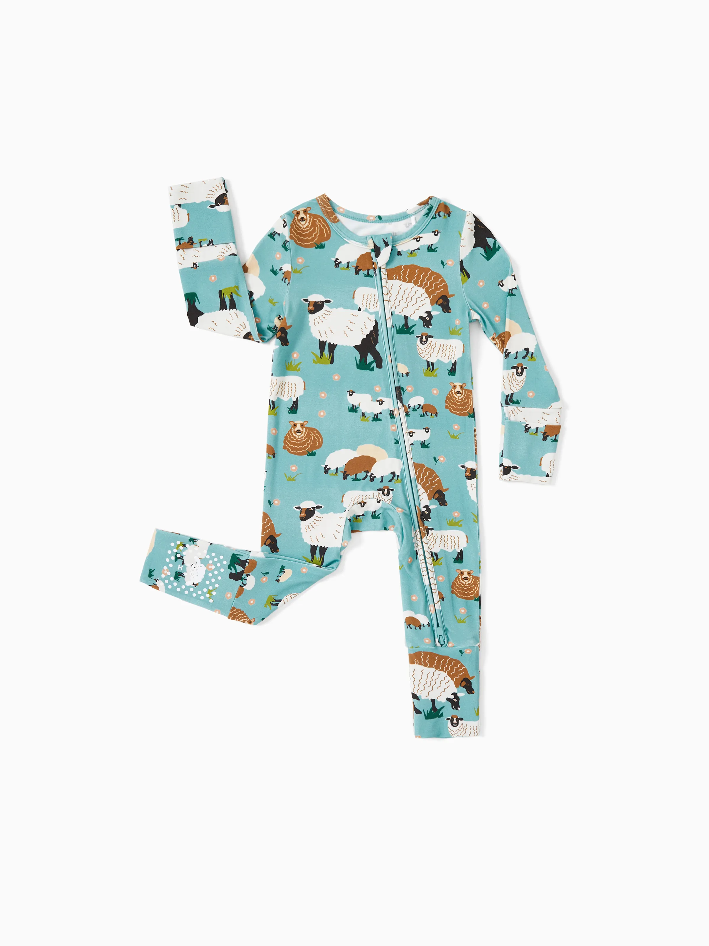 Bamboo Baby Boy/Girl 2-Pack Long Sleeve Romper 2-Way Zip Anti Slip Footie. Green - Image 12