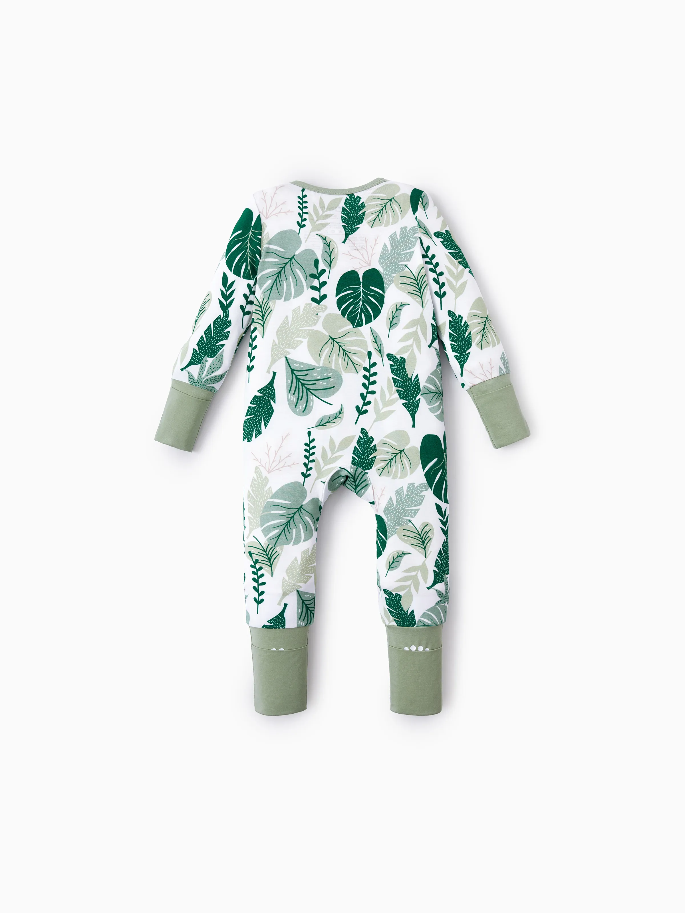 Bamboo Baby Boy/Girl 2-Pack Natural Animal or Plant Long Sleeve Romper 2-Way Zip Anti Slip Footie Green - Image 4