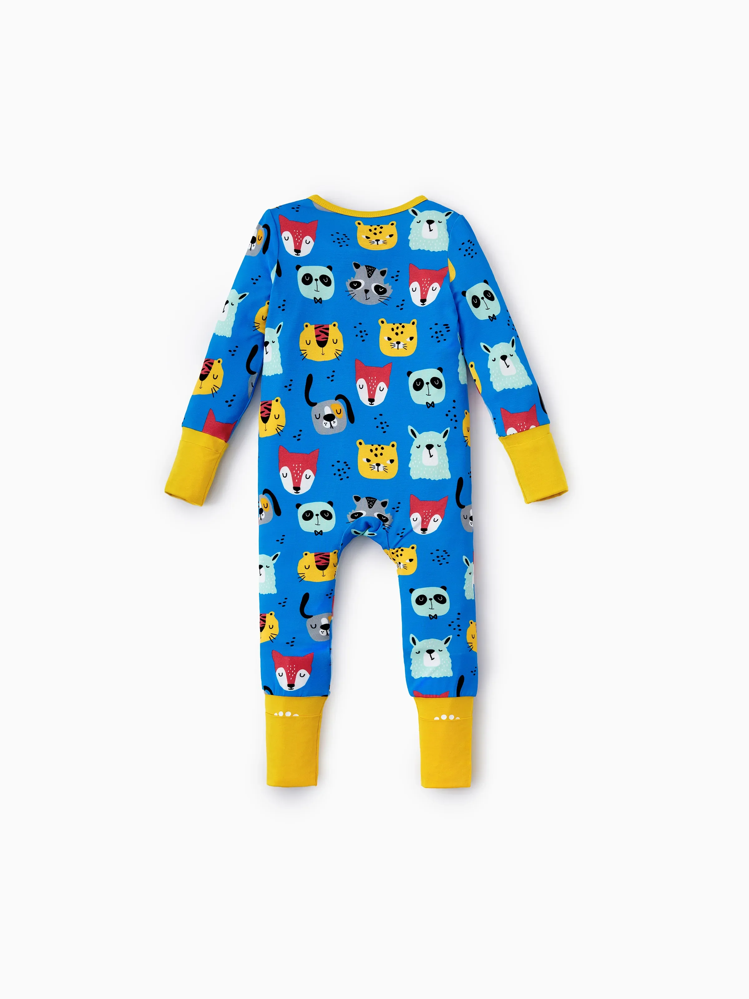 Bamboo Baby Boy/Girl 2-Pack Natural Animal or Plant Long Sleeve Romper 2-Way Zip Anti Slip Footie Yellow - Image 11