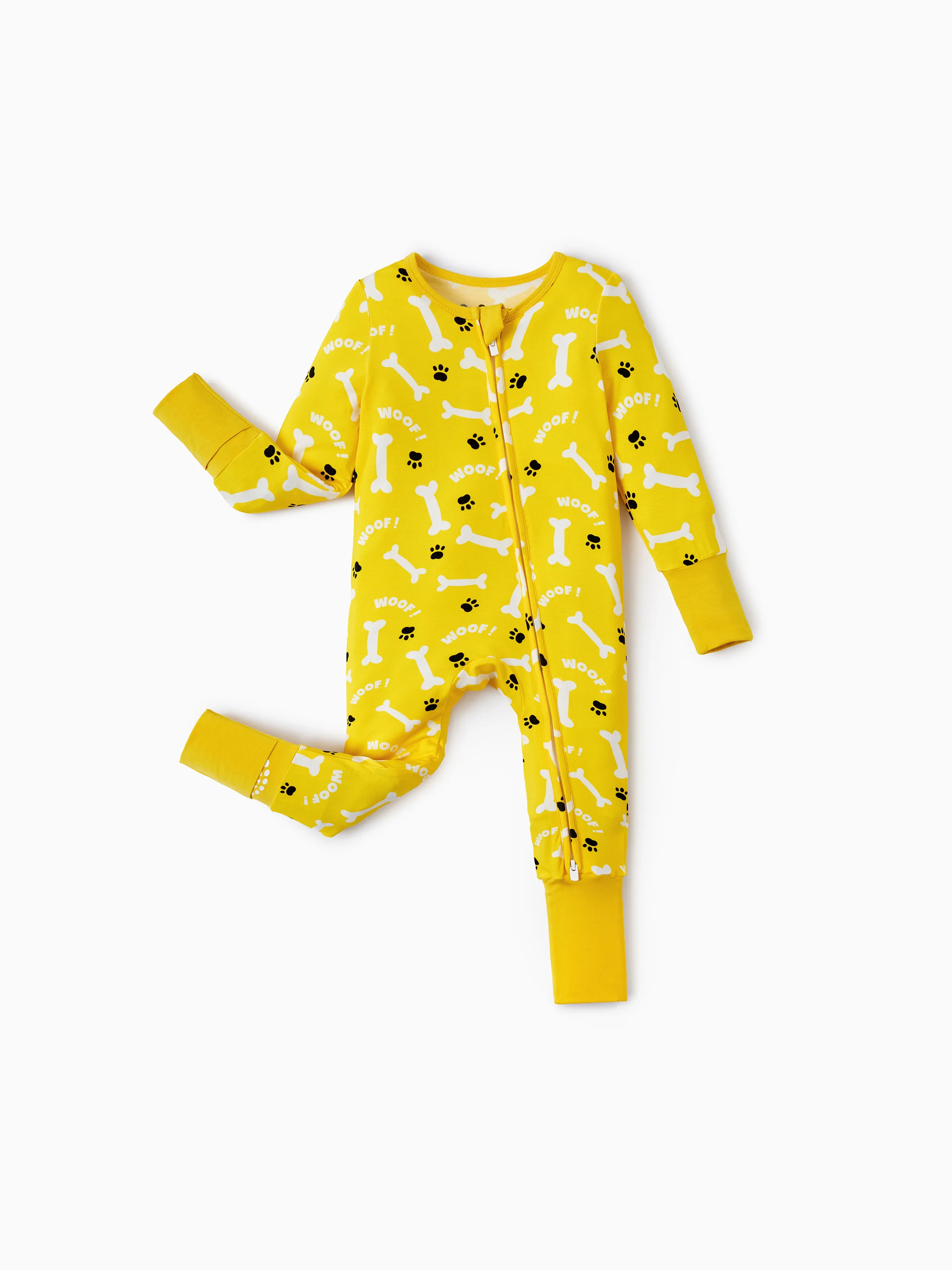 Bamboo Baby Boy/Girl 2-Pack Natural Animal or Plant Long Sleeve Romper 2-Way Zip Anti Slip Footie Yellow - Image 3