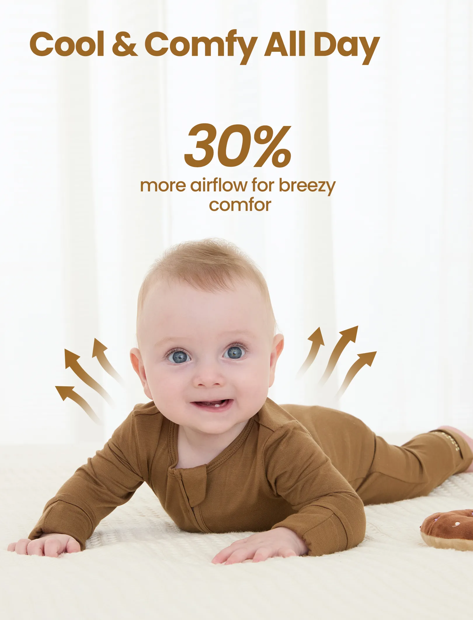 Bamboo Baby Boy/Girl 2-Pack Solid&Bee Printed 2-Way Zipper Anti Slip Footie Coffee - Image 4