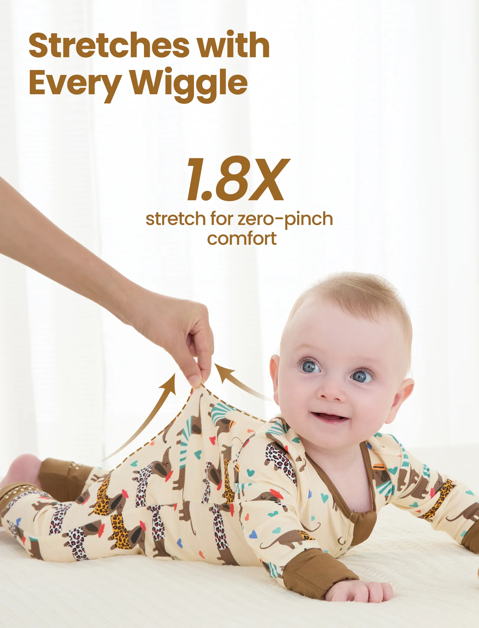 Bamboo Baby Boy/Girl 2-Pack Solid&Bee Printed 2-Way Zipper Anti Slip Footie Coffee - Image 5
