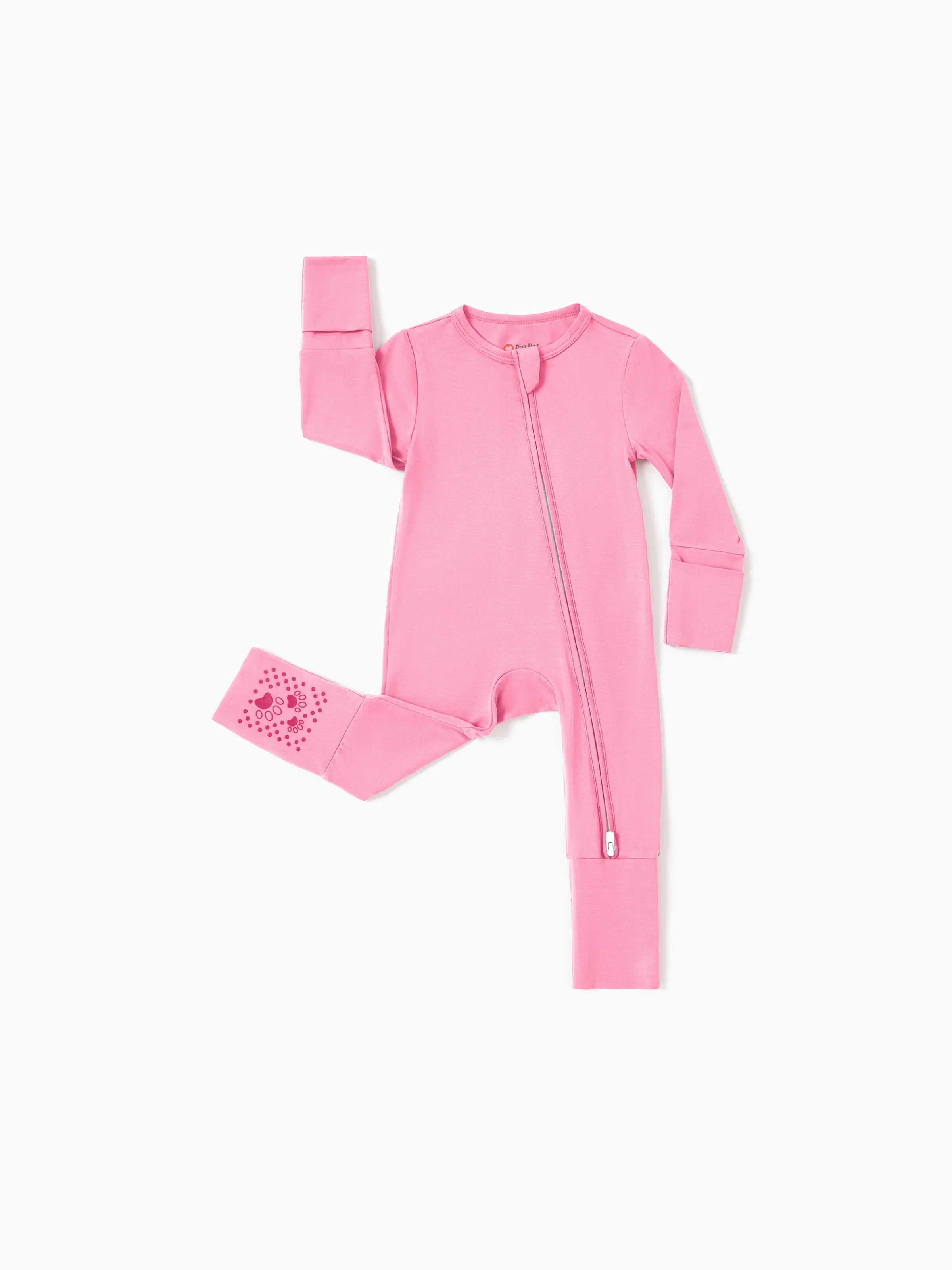 Bamboo Baby Boy/Girl 2-Pack Solid&Bee Printed 2-Way Zipper Anti Slip Footie Pink - Image 18