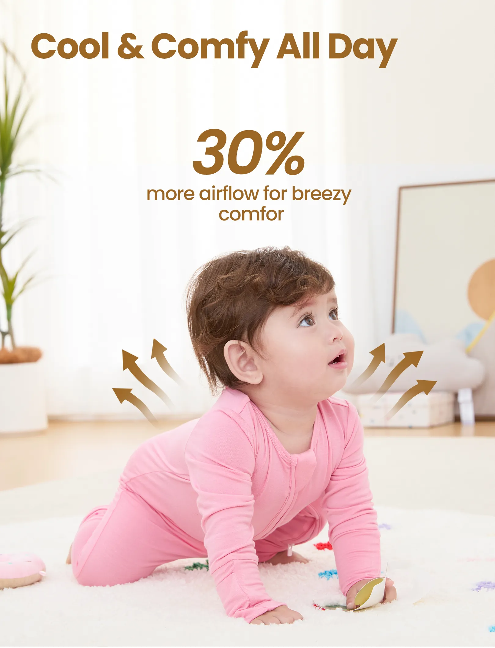 Bamboo Baby Boy/Girl 2-Pack Solid&Bee Printed 2-Way Zipper Anti Slip Footie Pink - Image 4