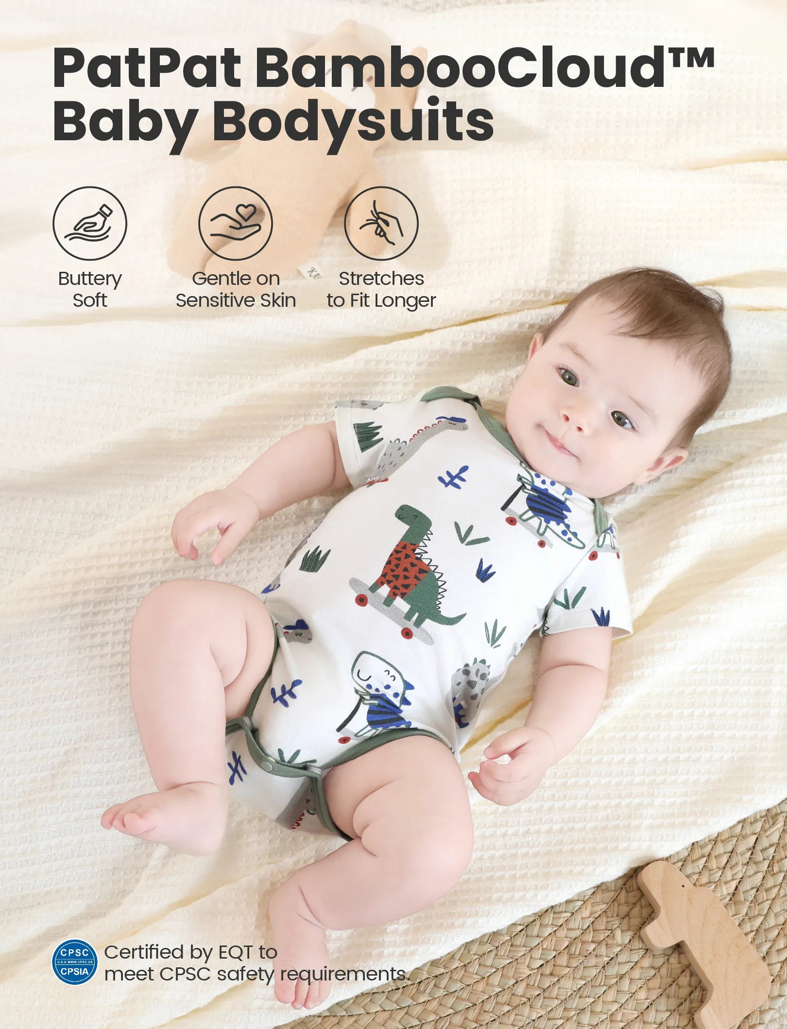 Bamboo Baby Boy/Girl 2-Pack Solid&Printed Rompers Set Green - Image 3
