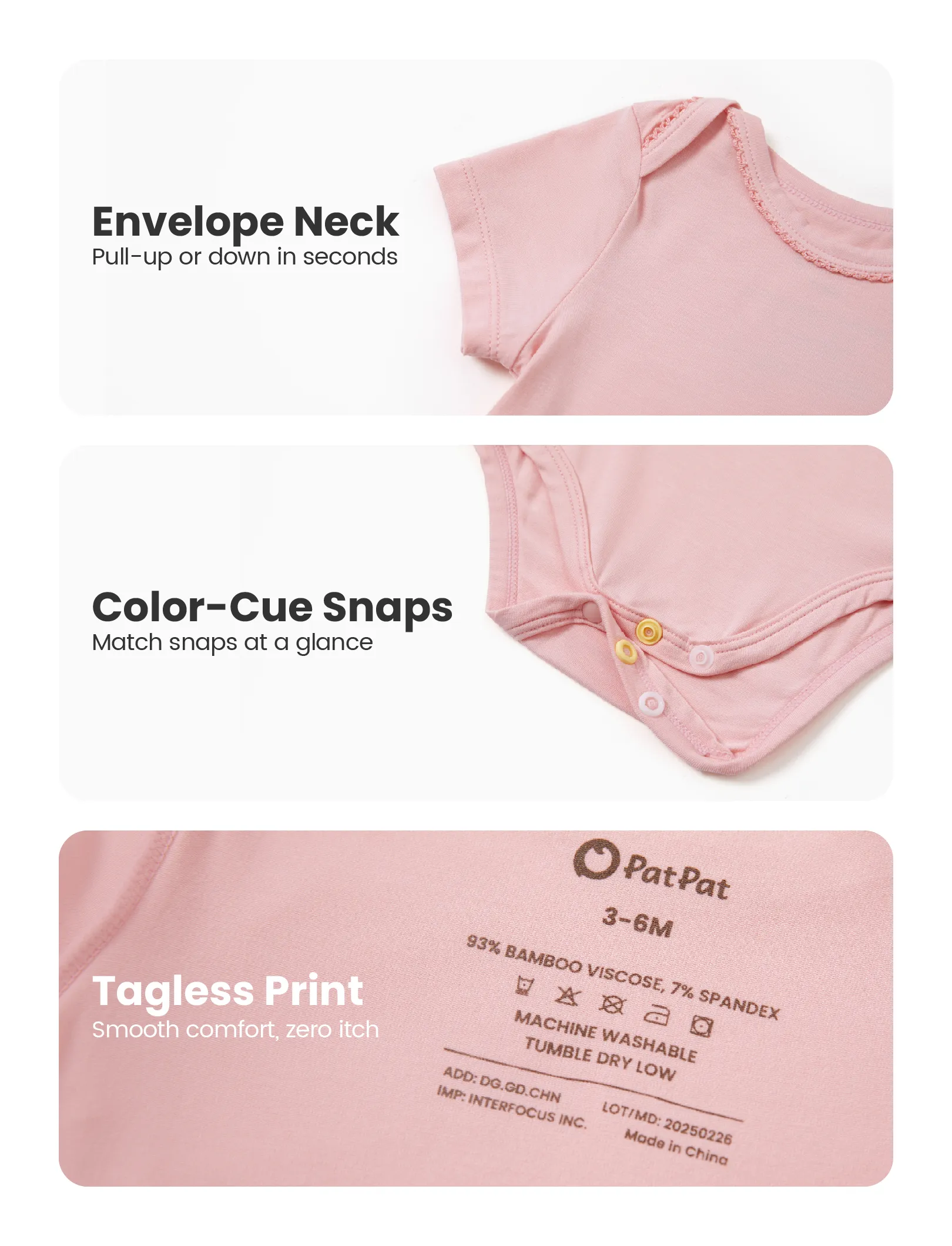 Bamboo Baby Boy/Girl 2-Pack Solid&Printed Rompers Set Pink - Image 7