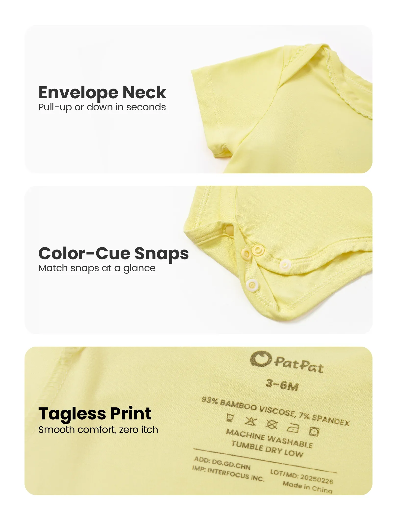 Bamboo Baby Boy/Girl 2-Pack Solid&Printed Rompers Set Yellow - Image 7