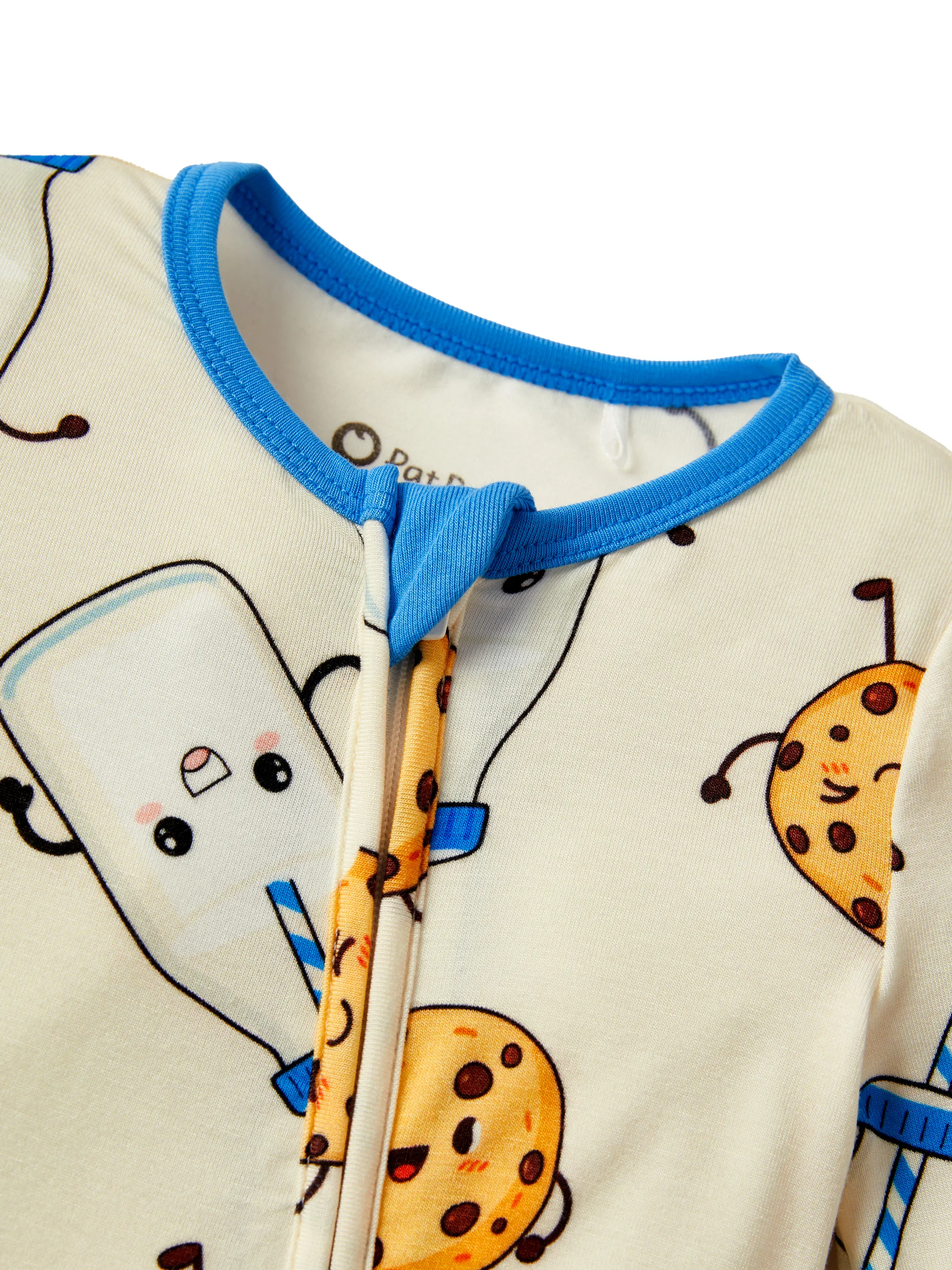 Bamboo Baby Boy/Girl Animal Printed 2-Way Zip Onesies Anti Slip Long-sleeve Footie with Hairband Blue - Image 7
